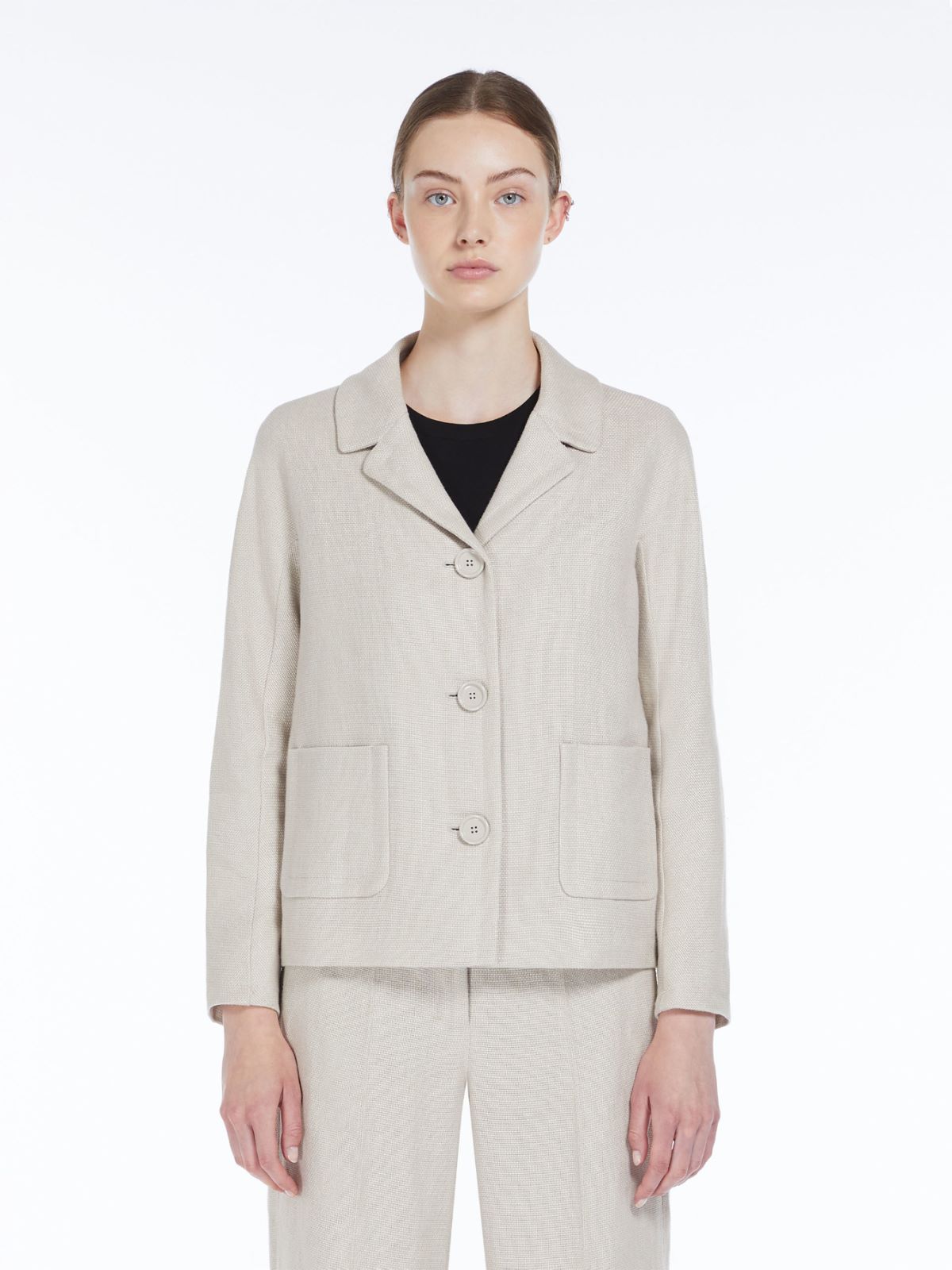 Linen and cotton basketweave jacket