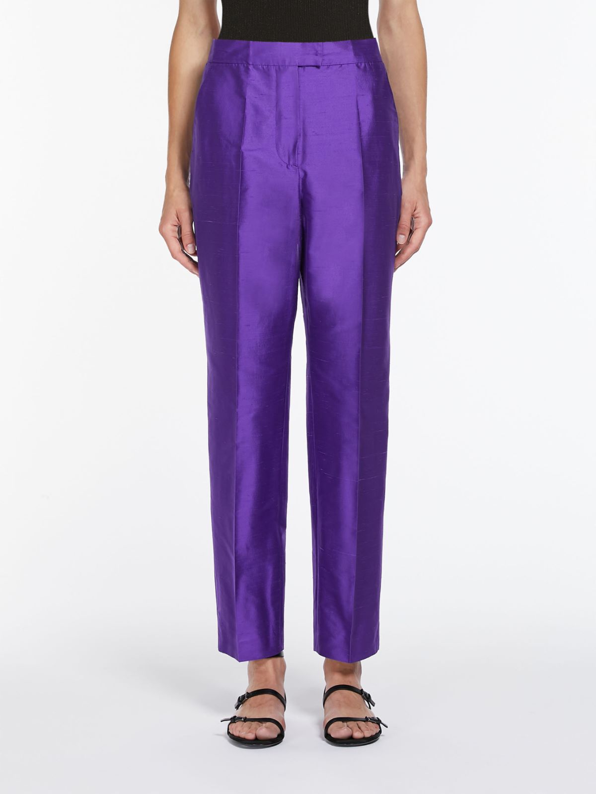 Straight-fit silk shantung trousers