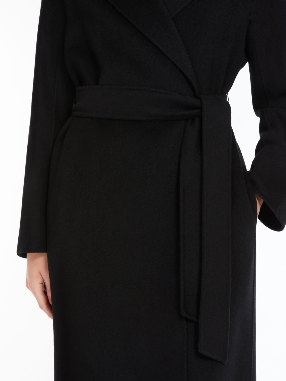 Wool, cashmere and silk wrap coat