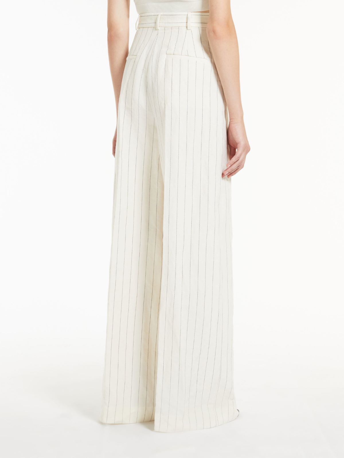 Pinstriped canvas wide trousers