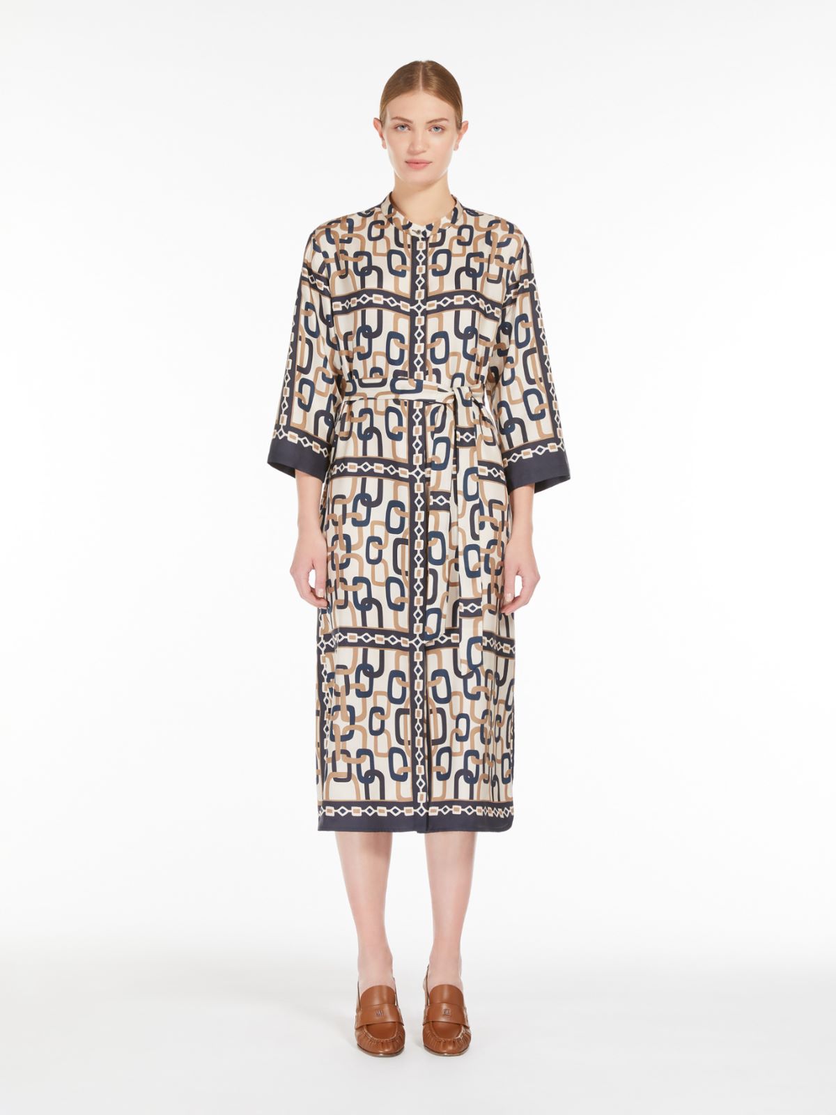 Printed silk twill dress