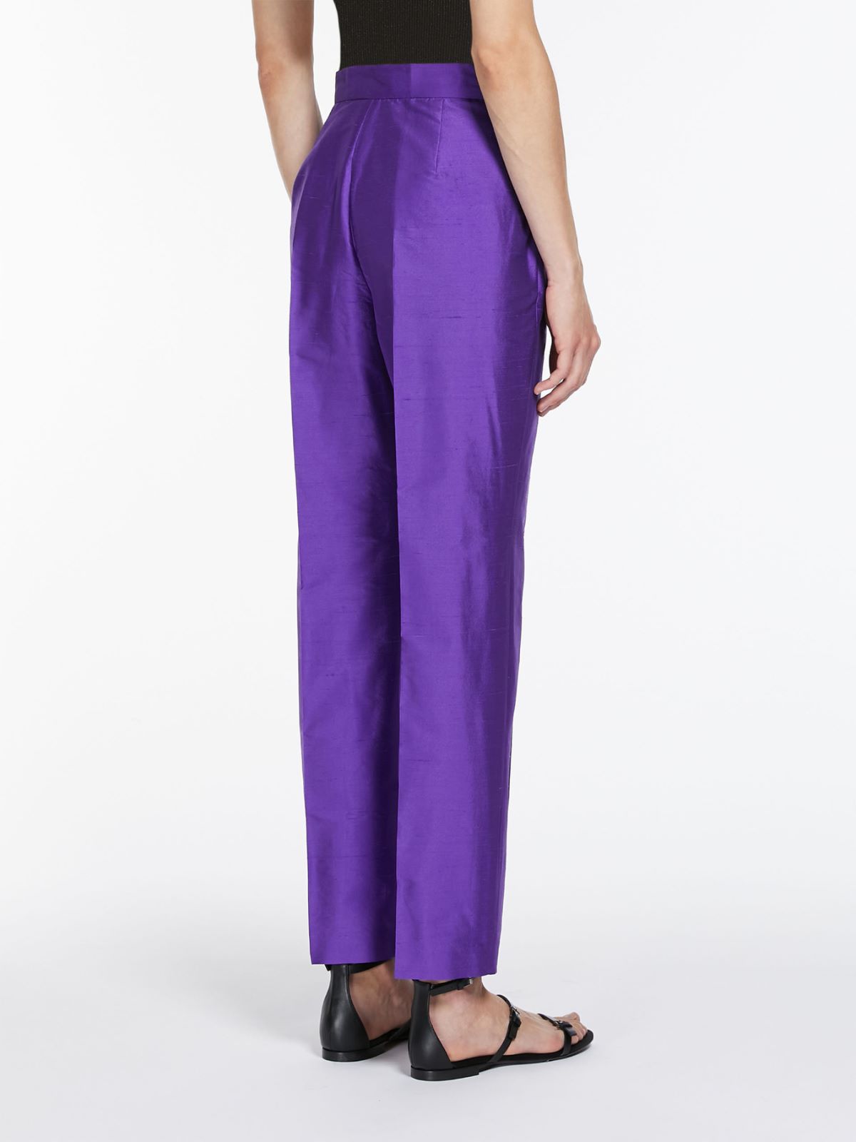 Straight-fit silk shantung trousers