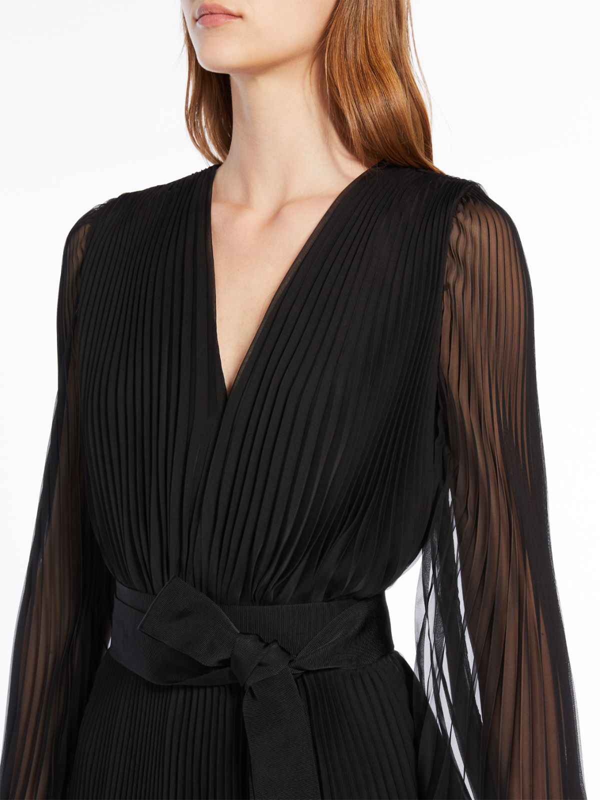 Pleated chiffon mini dress