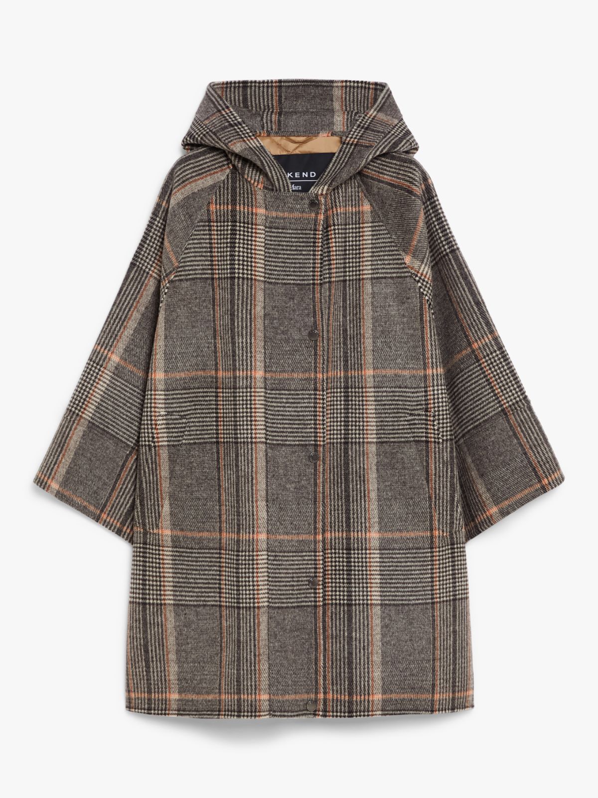 Chequered wool and water-repellent canvas coat