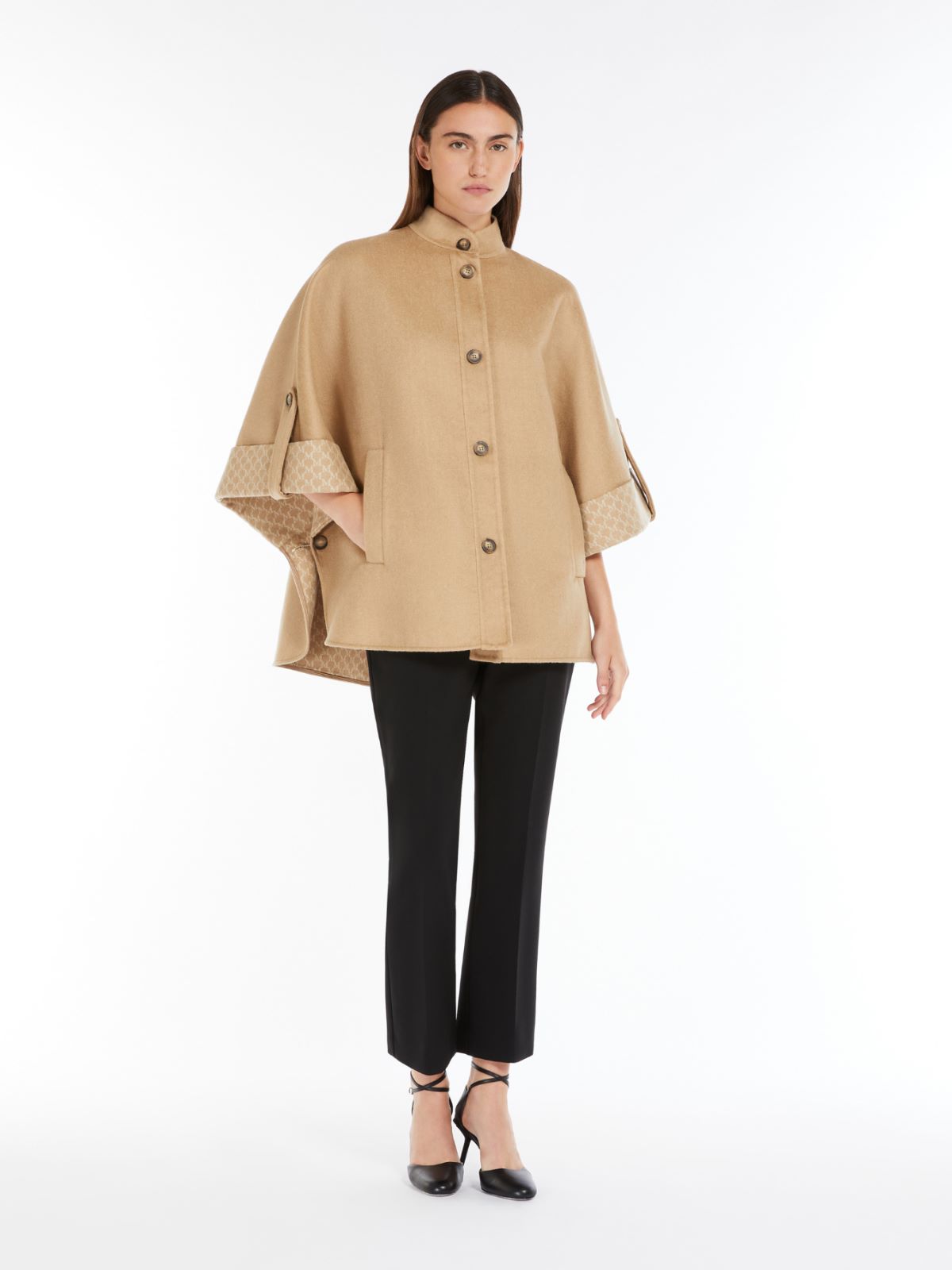 Jacquard-knit wool and cashmere cape