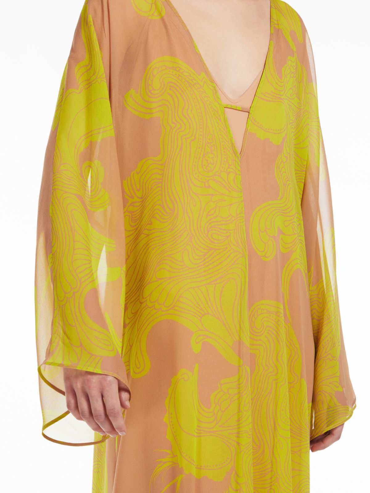 Printed silk kaftan dress