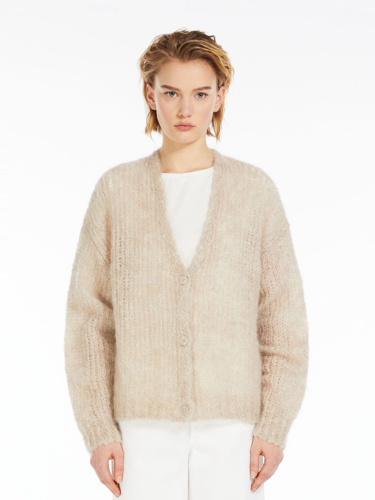 Oversized rib-knit mohair cardigan