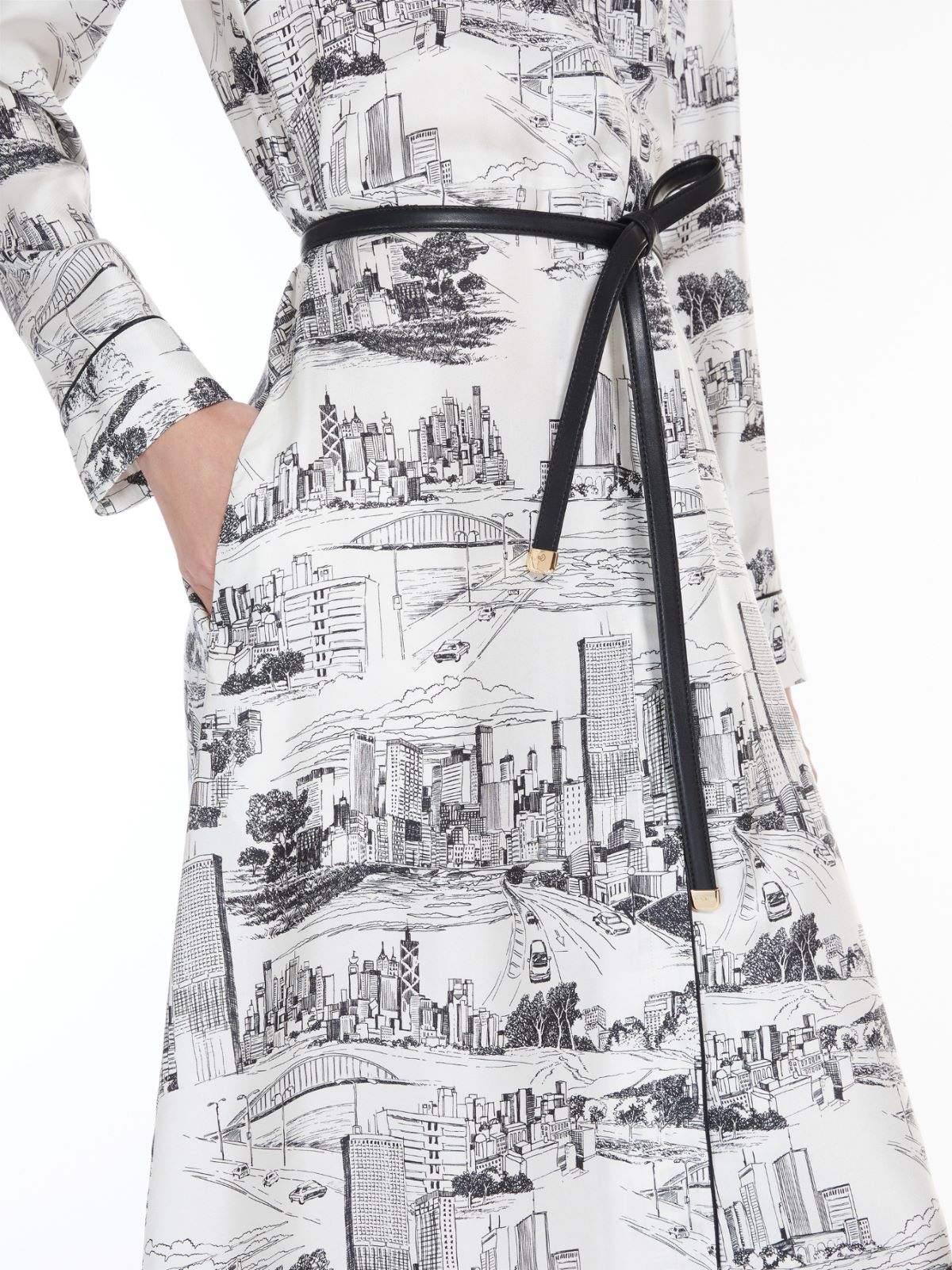 Printed silk duster dress