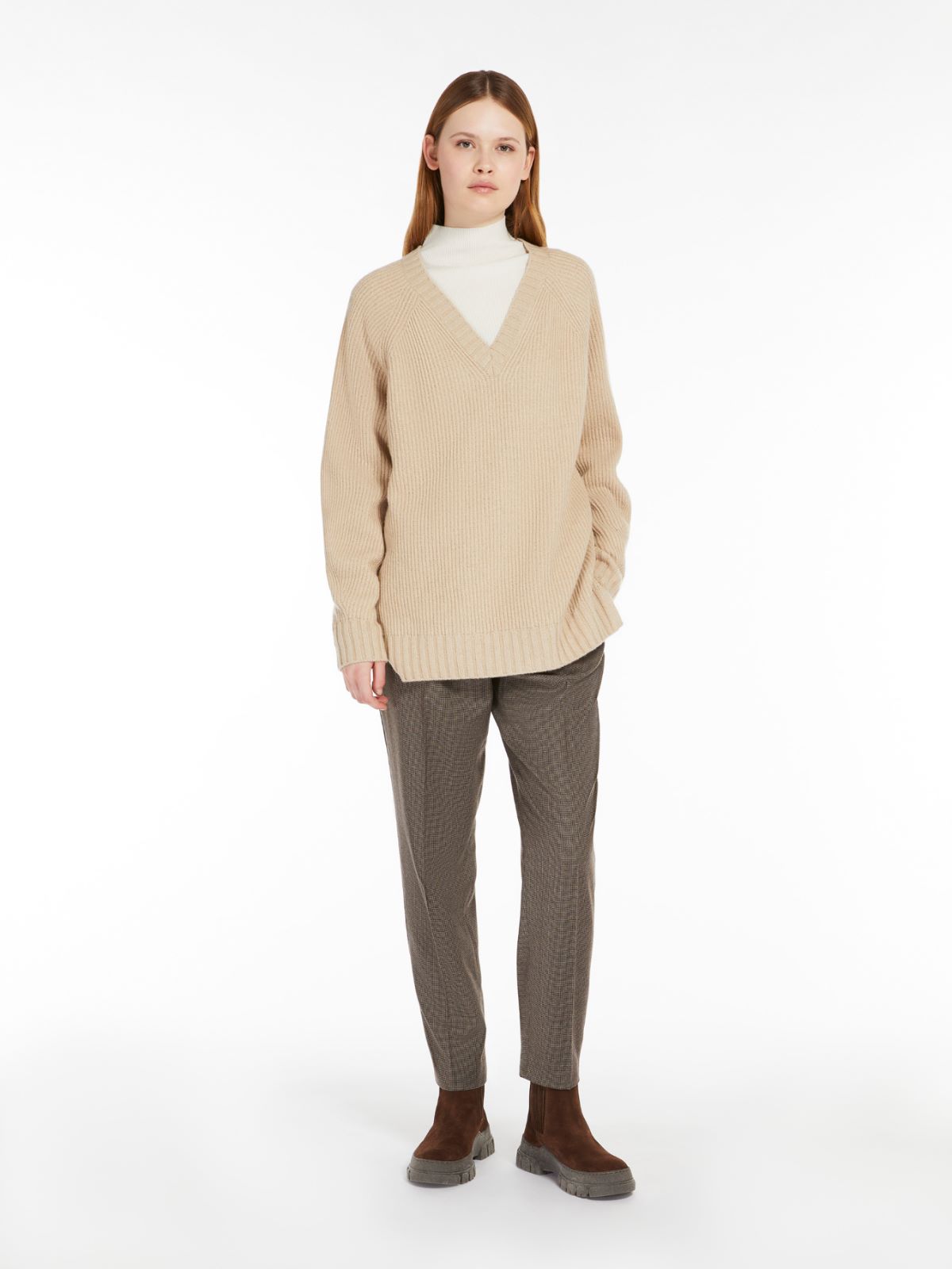 Wool, viscose and cashmere V-neck sweater