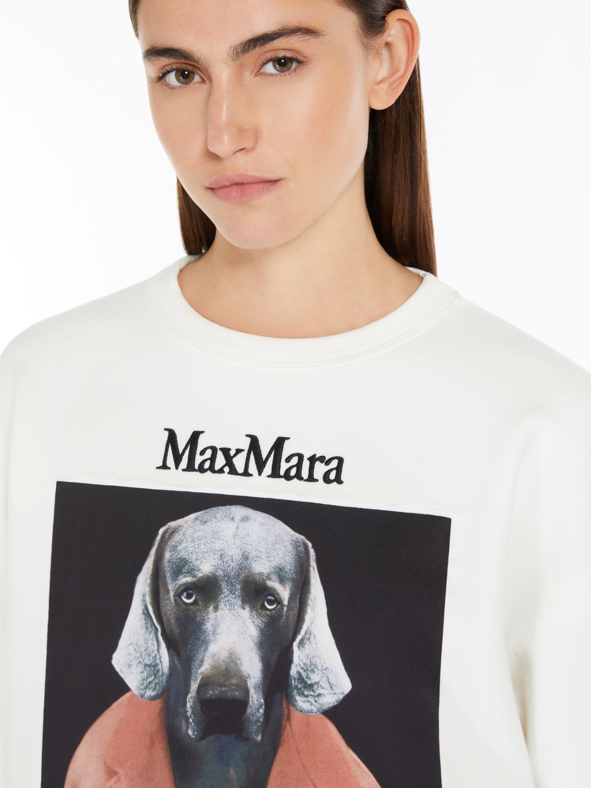 Cotton sweatshirt with Wegman print