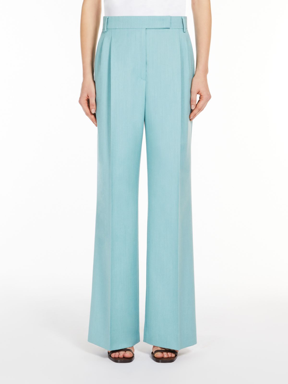Wool, silk and mohair wide-leg trousers