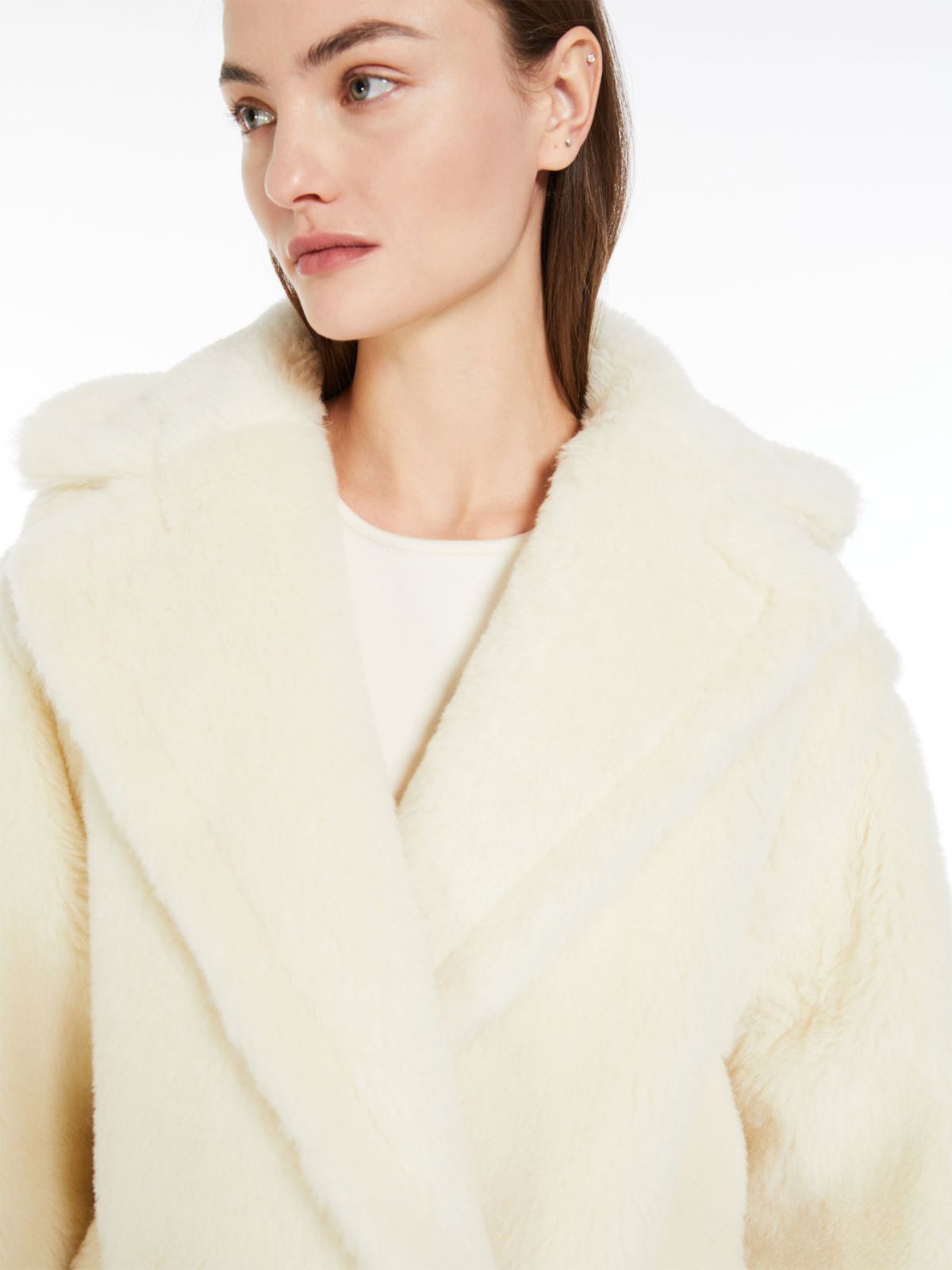 Short Teddy Bear Icon Coat in alpaca and wool