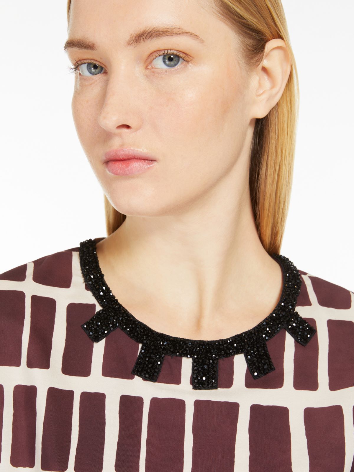 Midi dress in printed poplin