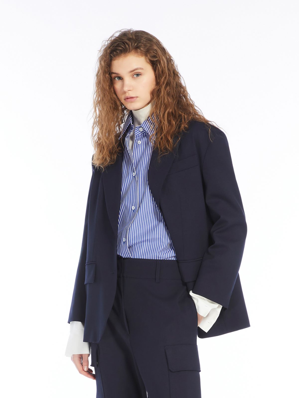 Oversized wool-blend gabardine blazer