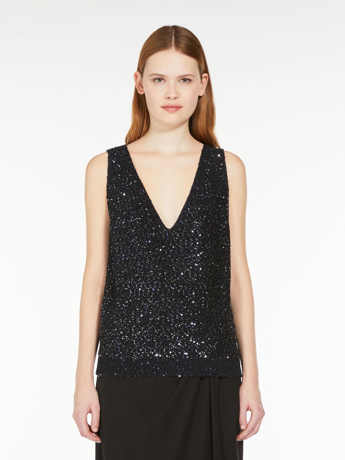 Relaxed-fit sequin top