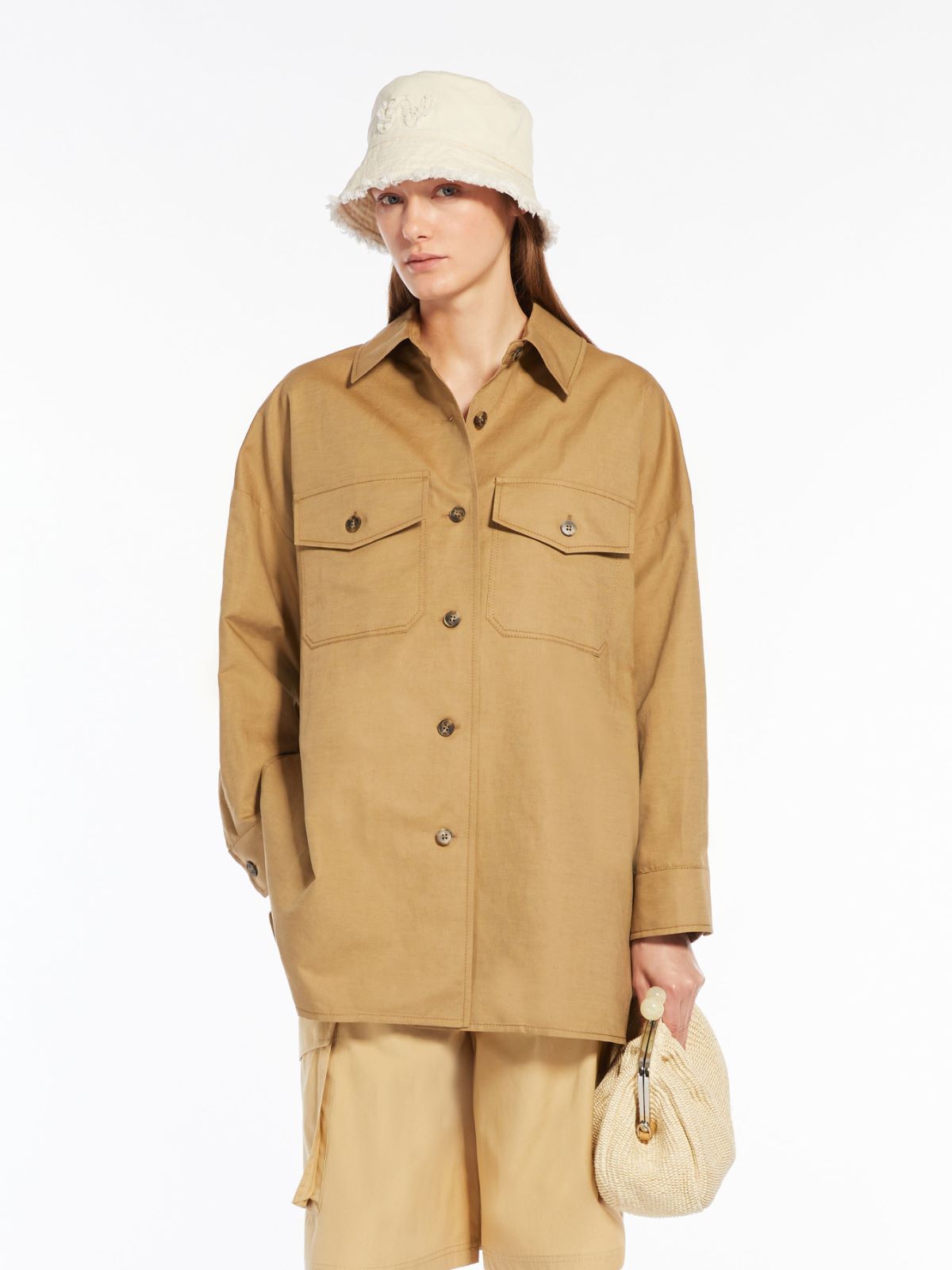 Cotton and linen basketweave jacket