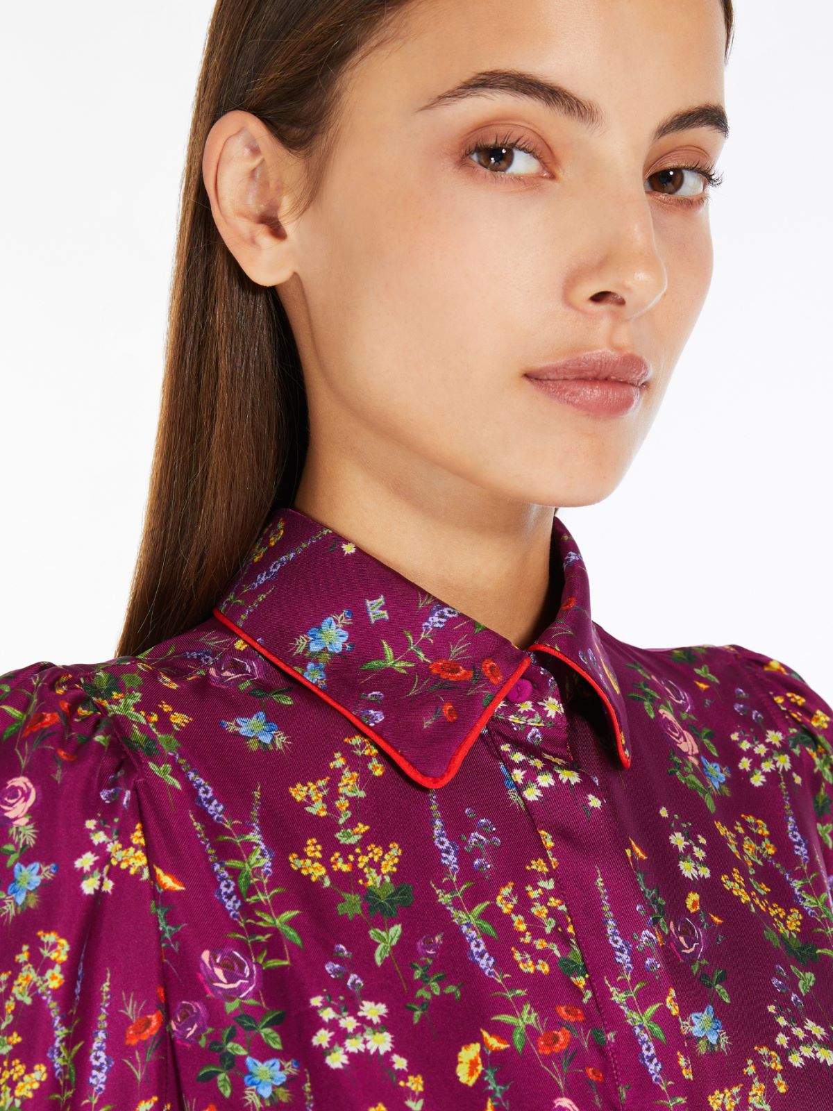 Printed silk shirt dress