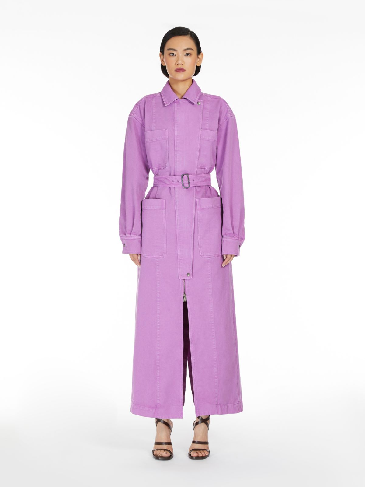 Canvas trench coat with belt