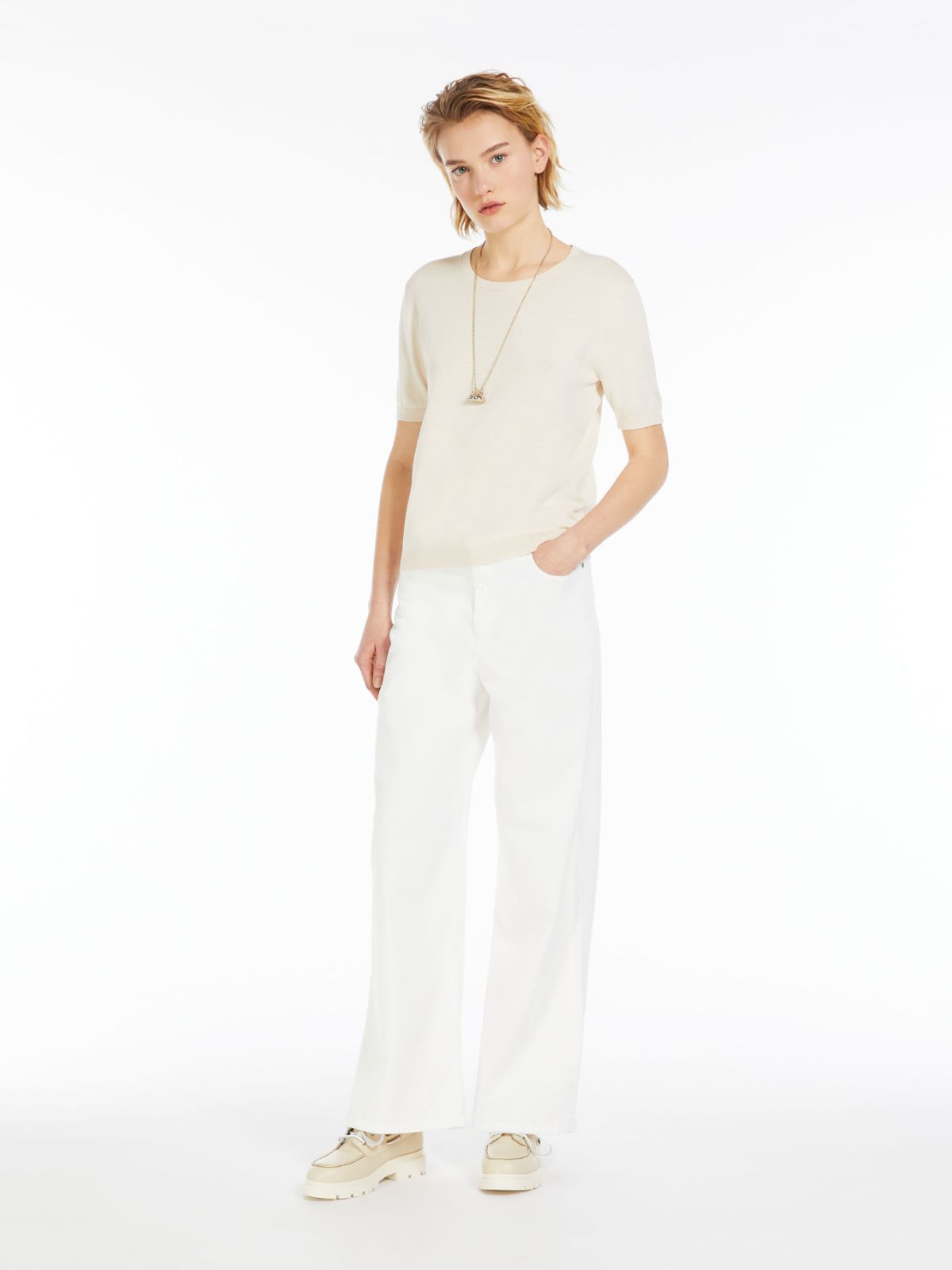 Silk and cotton yarn T-shirt