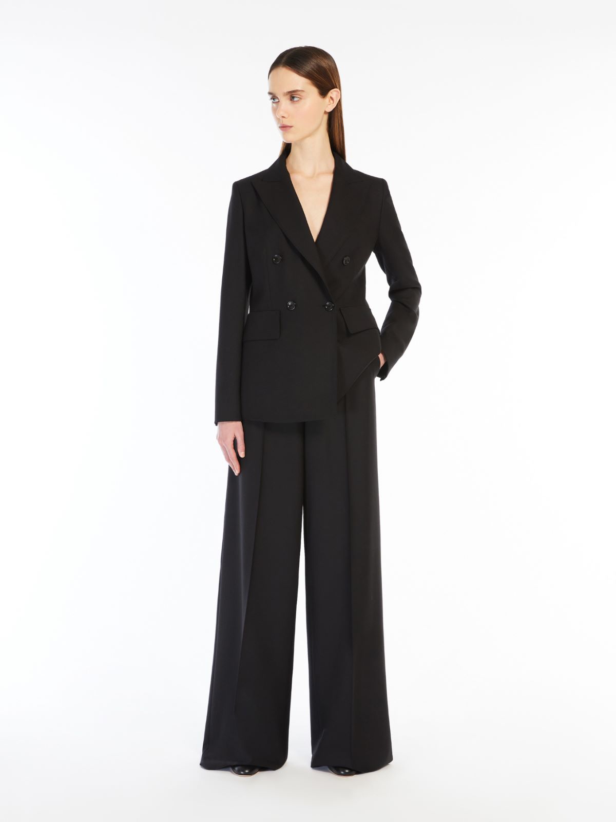 Wide-leg wool trousers
