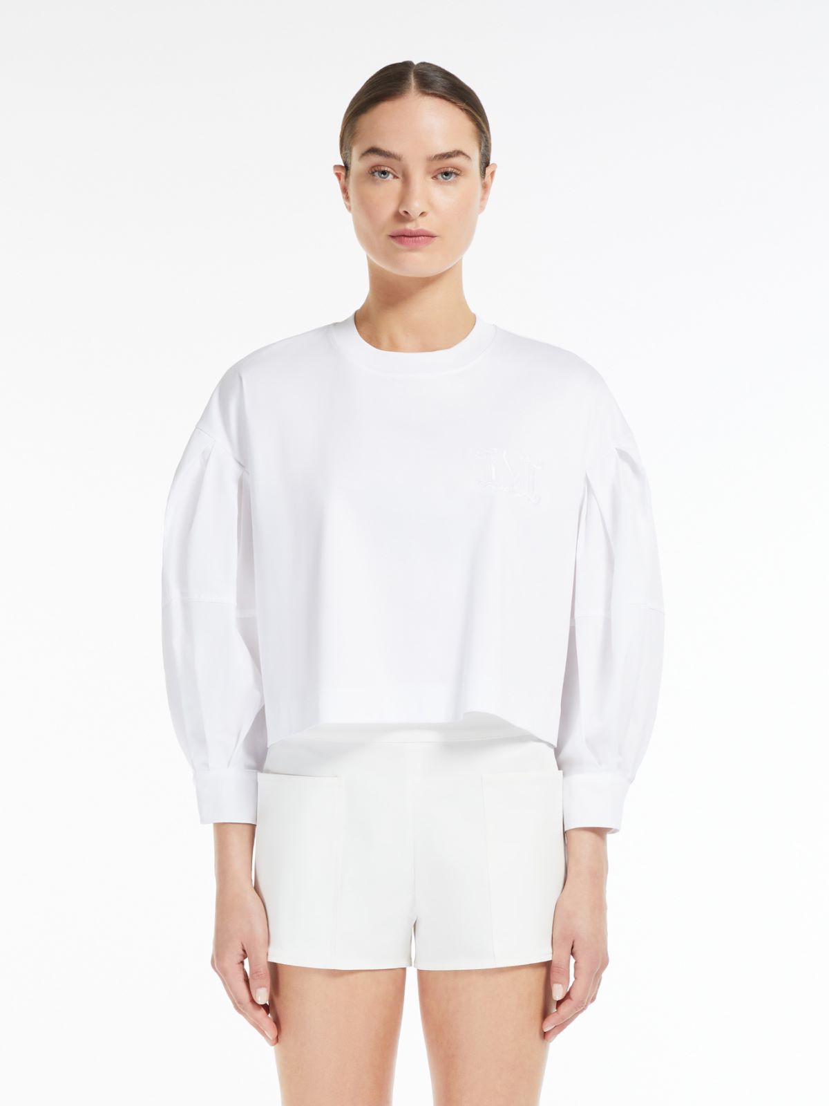 Cotton poplin and jersey boxy T-shirt