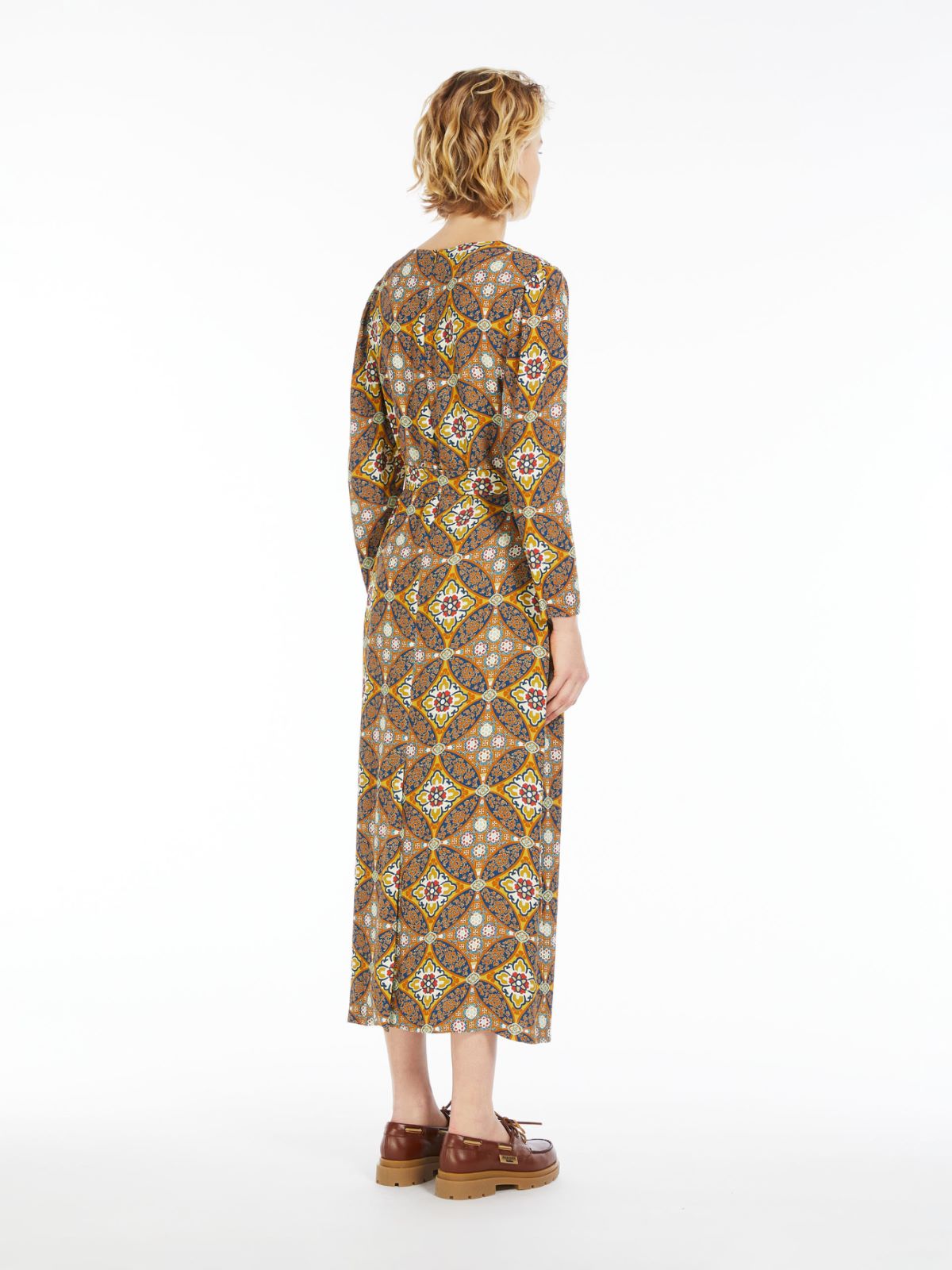 Belted viscose crepe dress