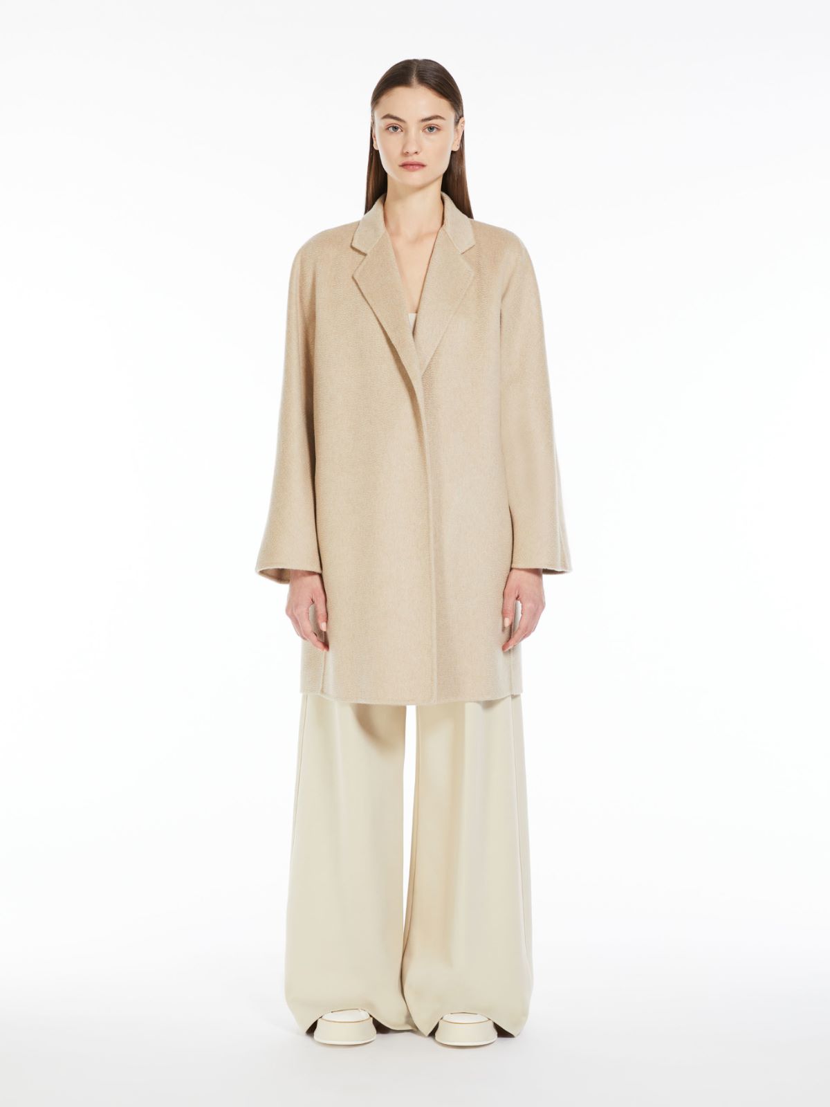 Short cashmere wrap coat