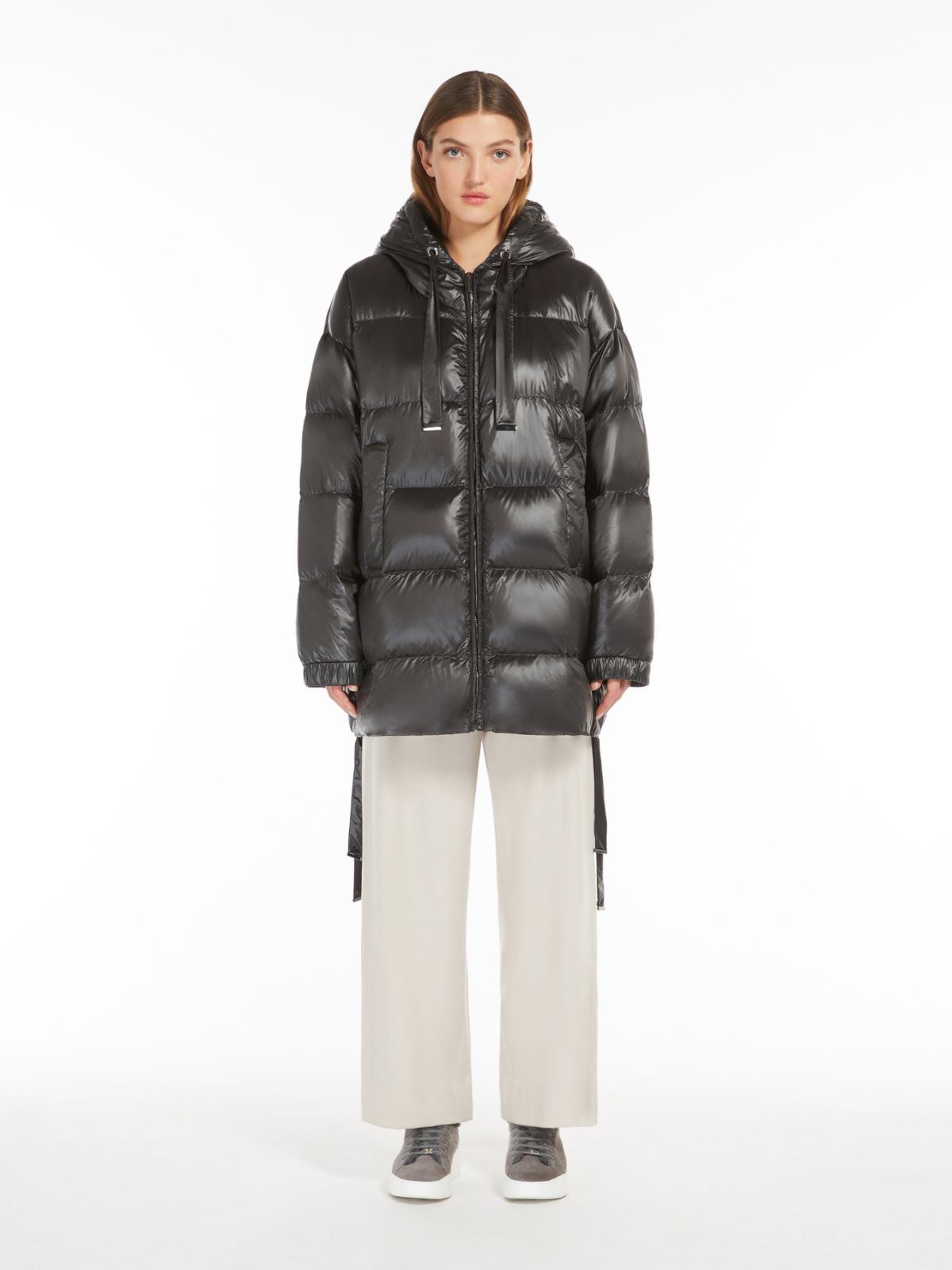 Water-repellent fabric midi down jacket