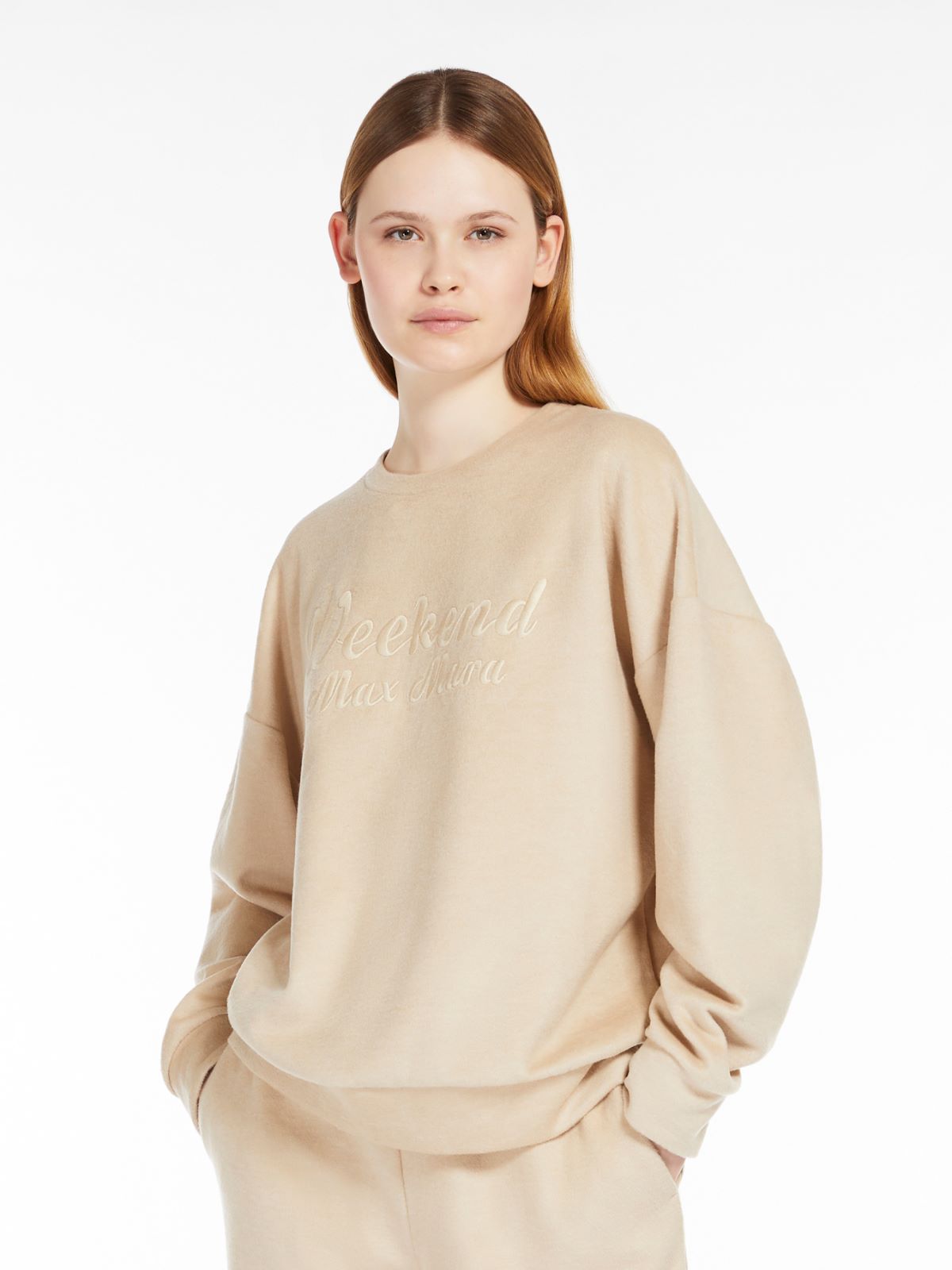 Cotton and wool broadcloth sweatshirt