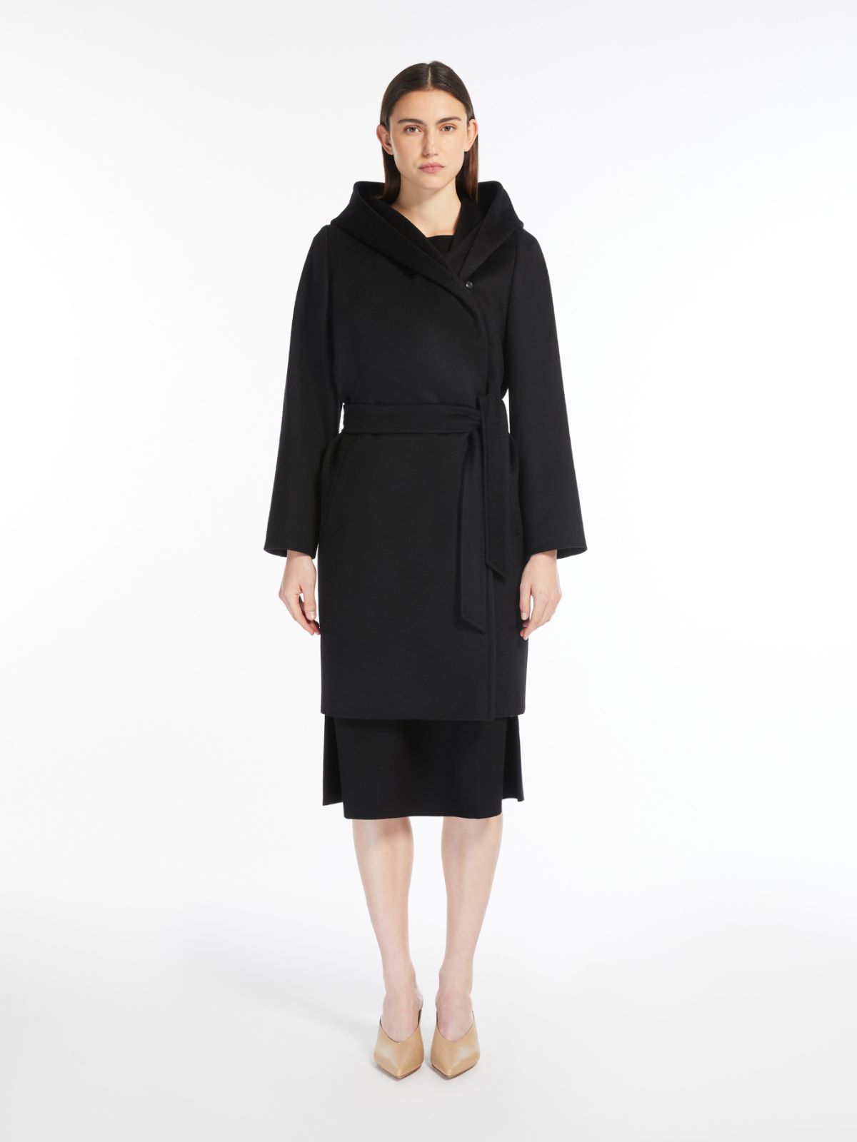 Hooded wool coat
