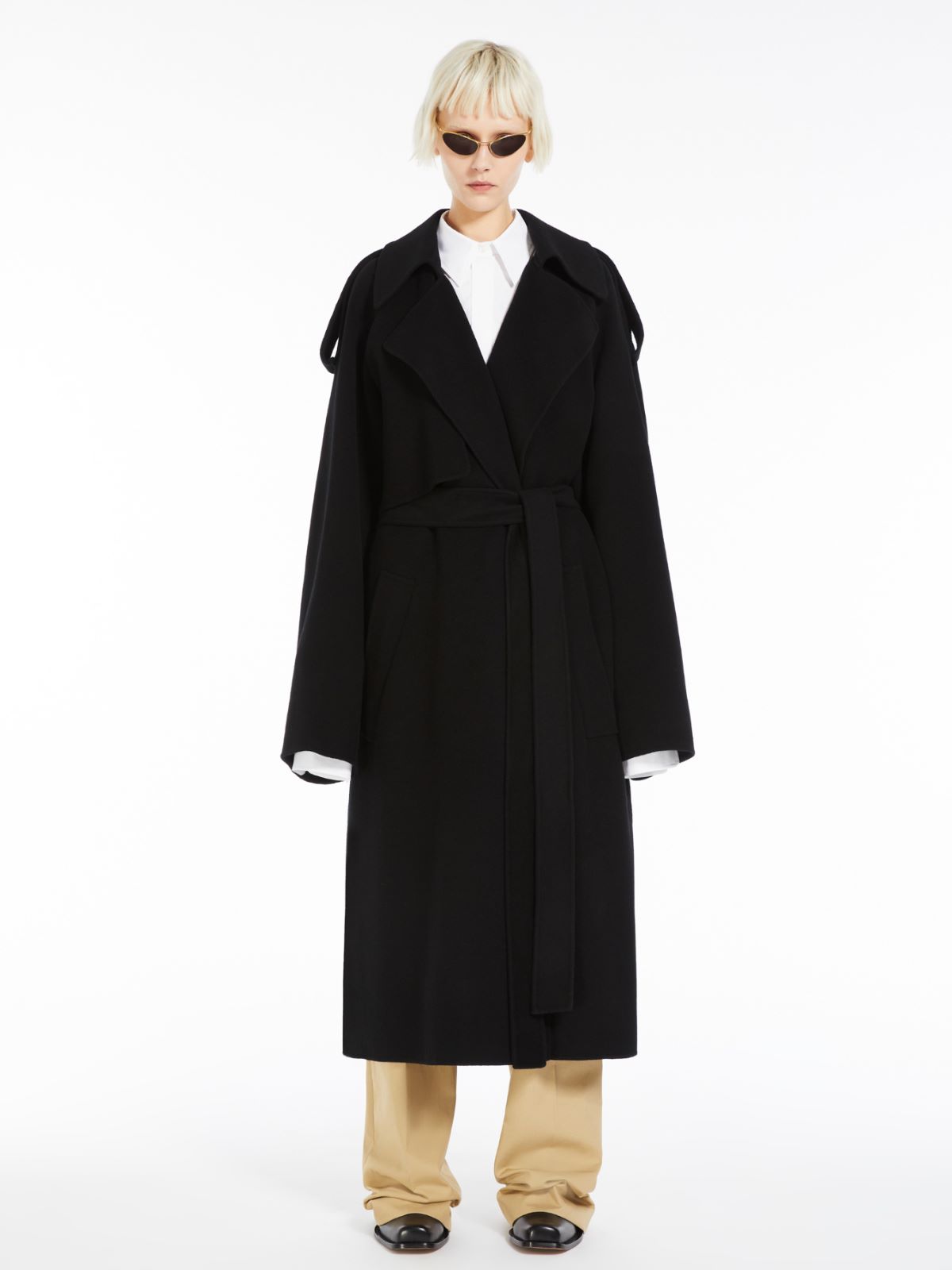 Double-faced wool trench coat