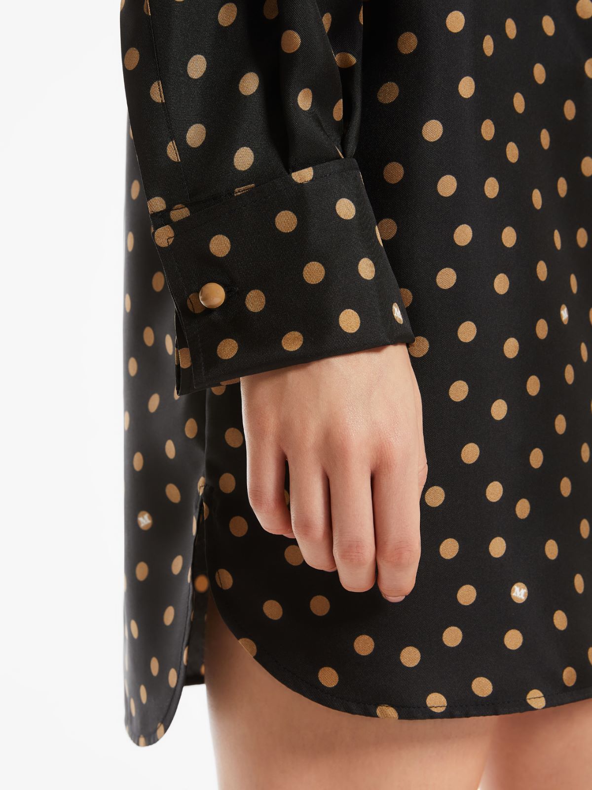 Printed silk shirt dress