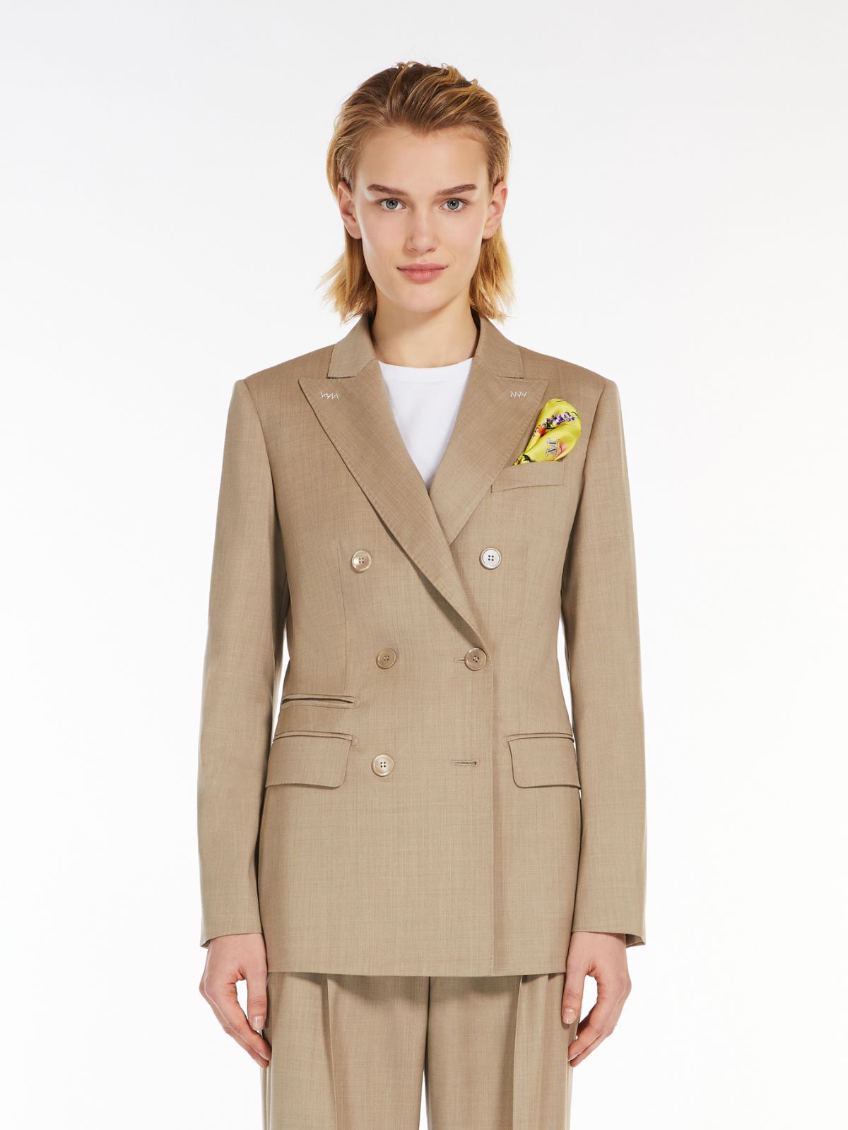 Blazer in melangé wool twill