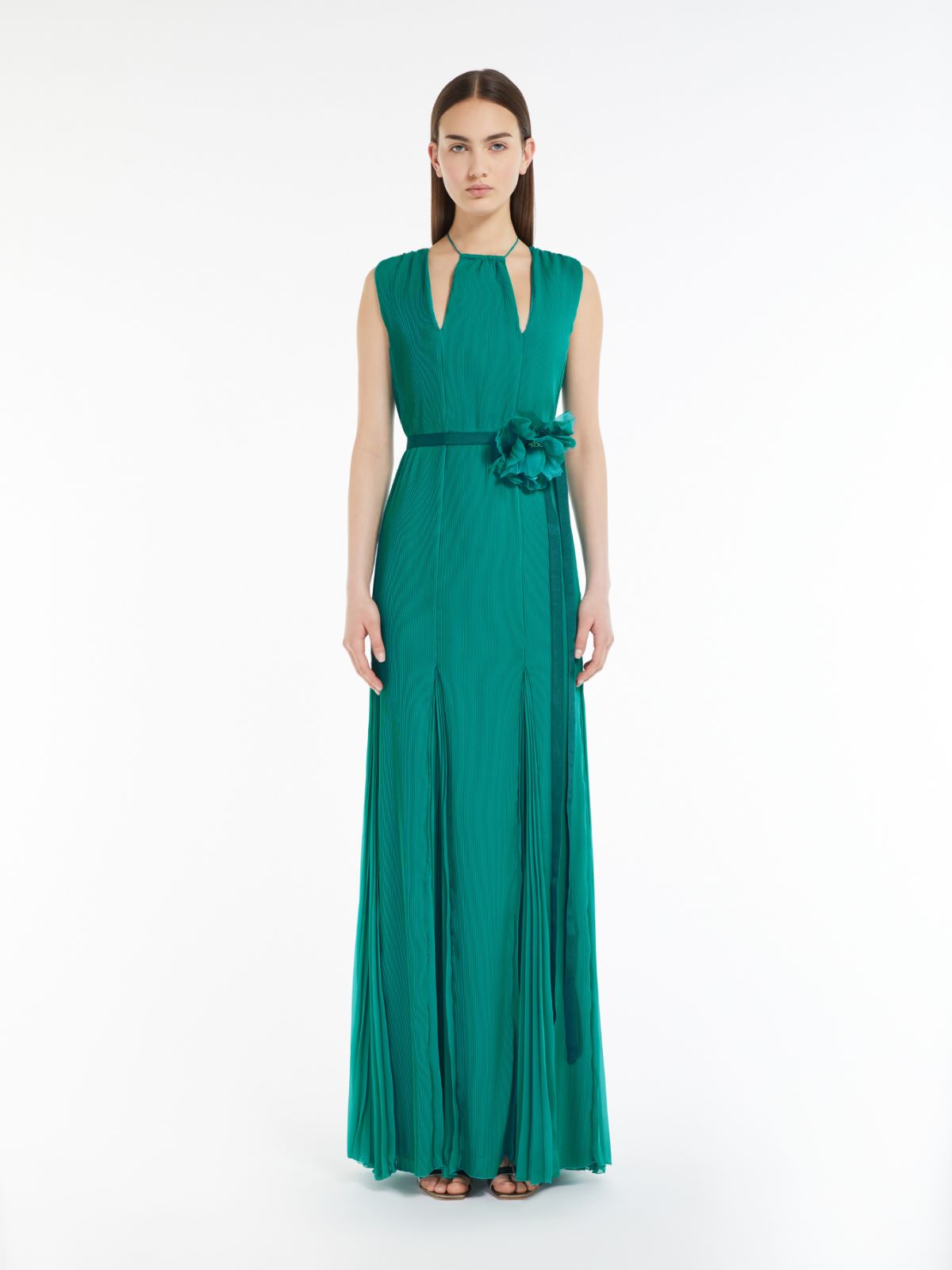 Pleated chiffon dress