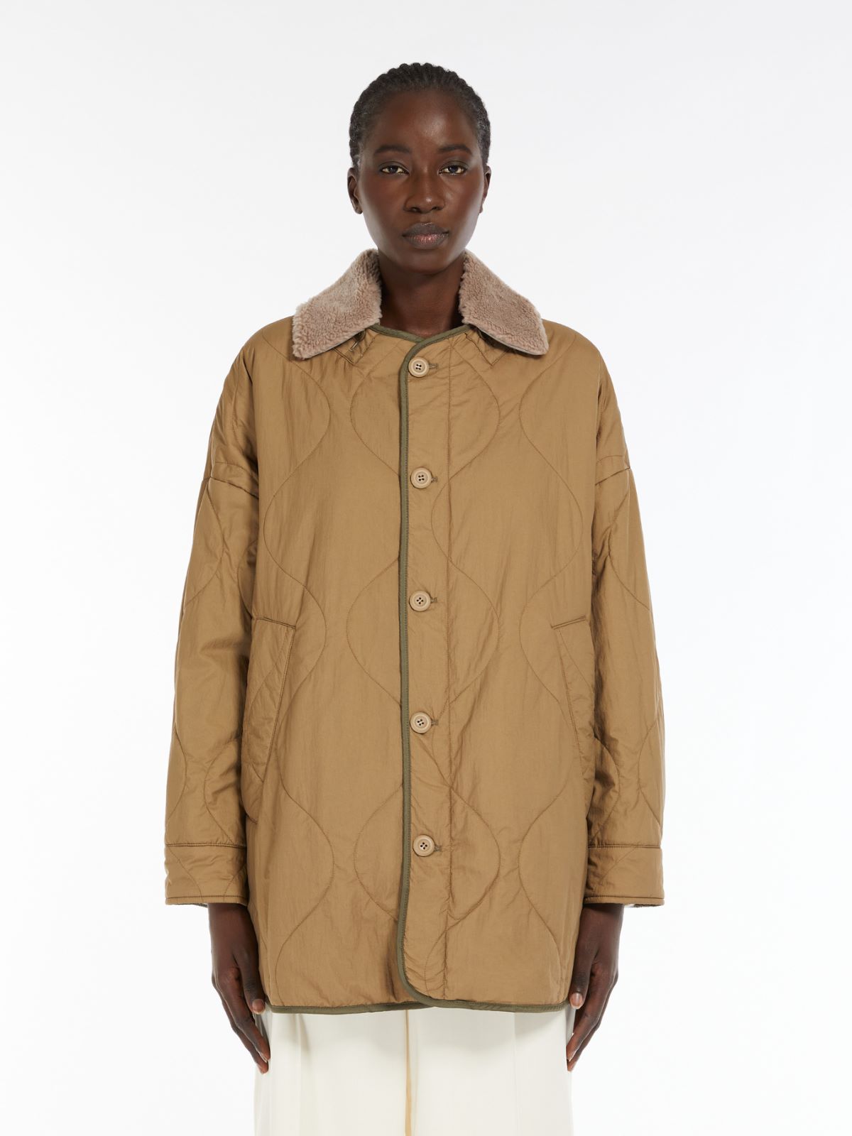 Reversible water-repellent canvas down jacket