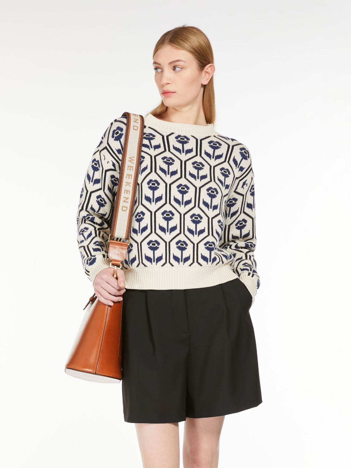 Jacquard-knit cotton sweater