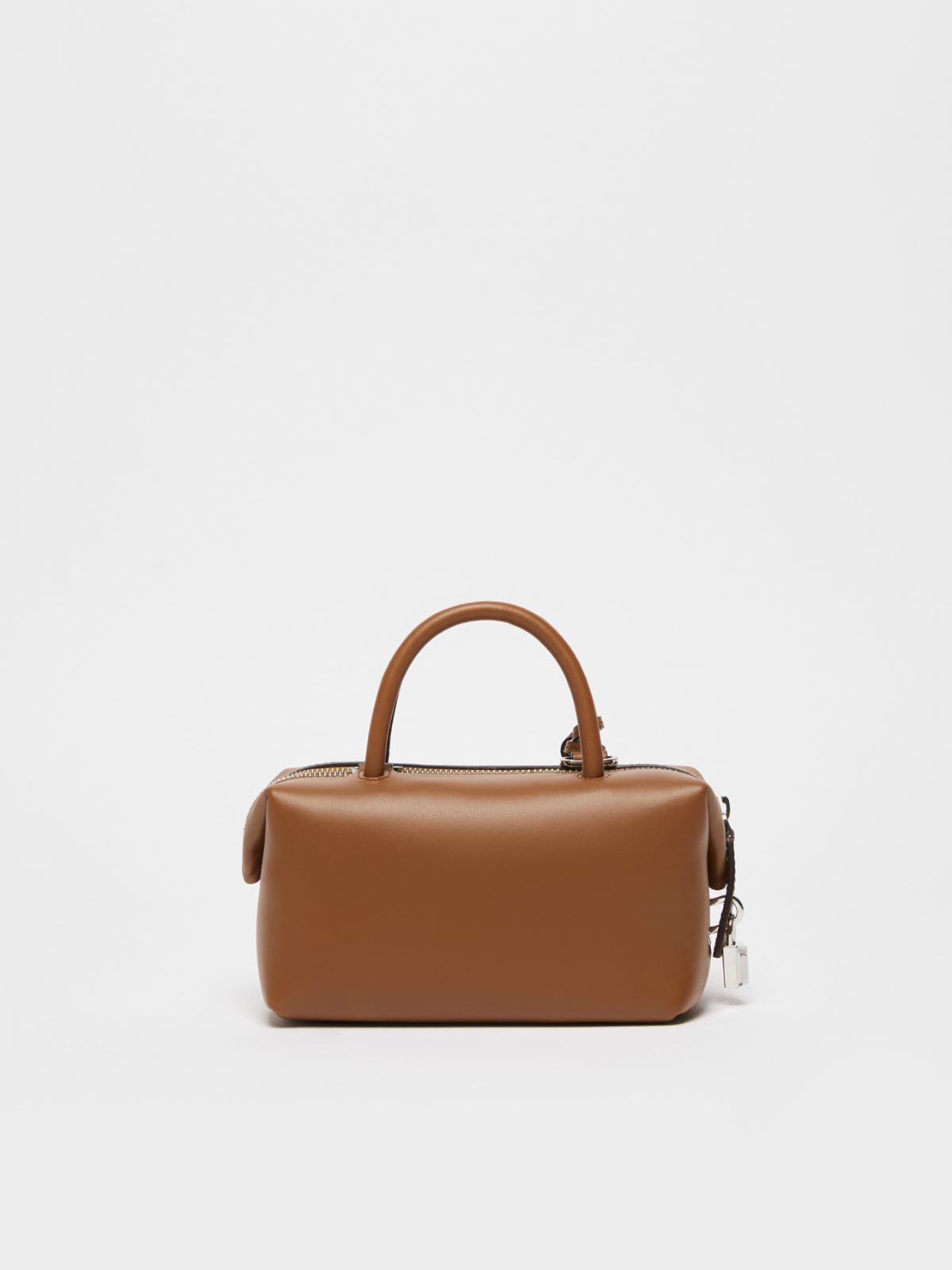 Small shiny leather satchel bag