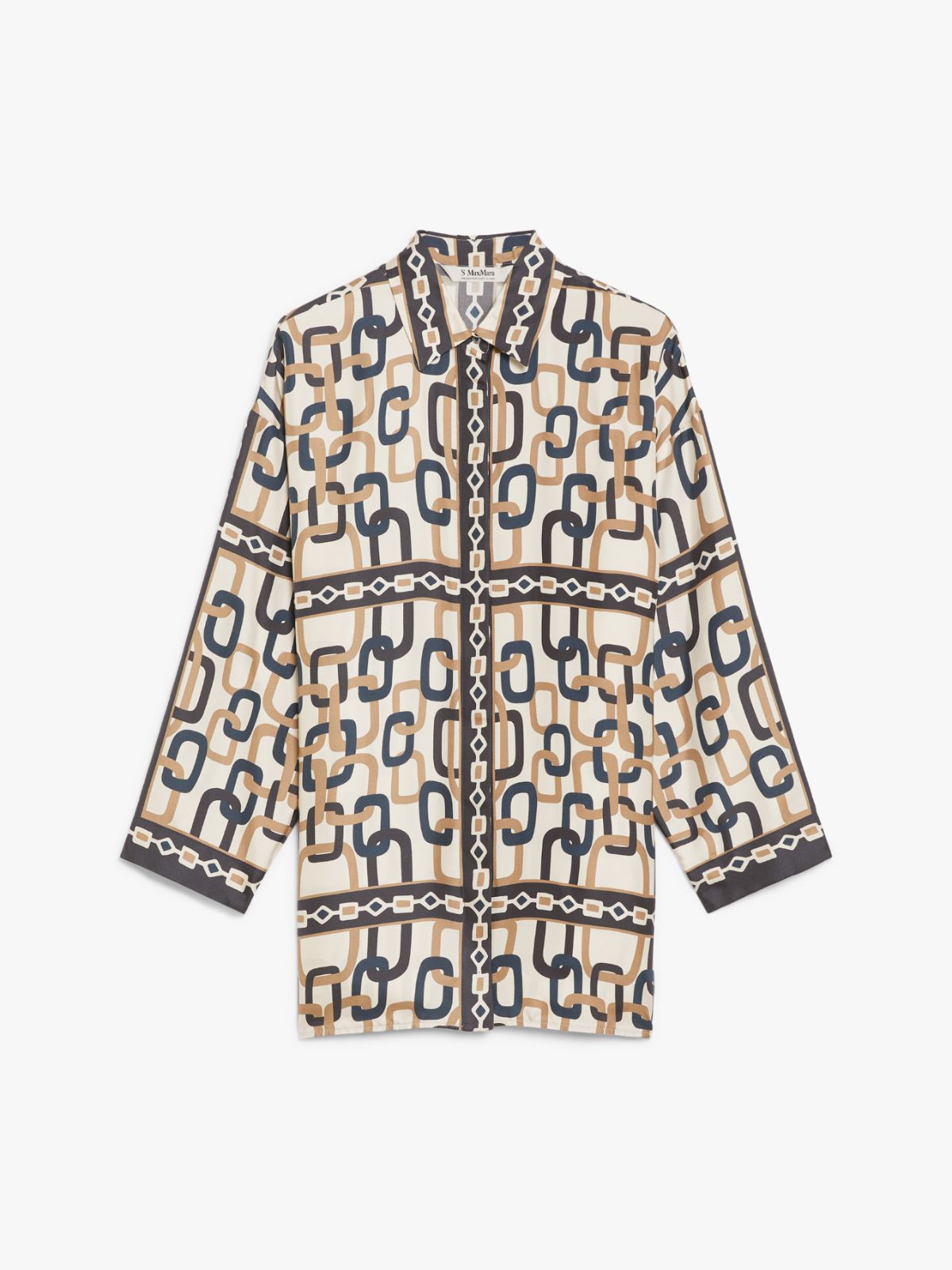 Reversible shirt in printed silk