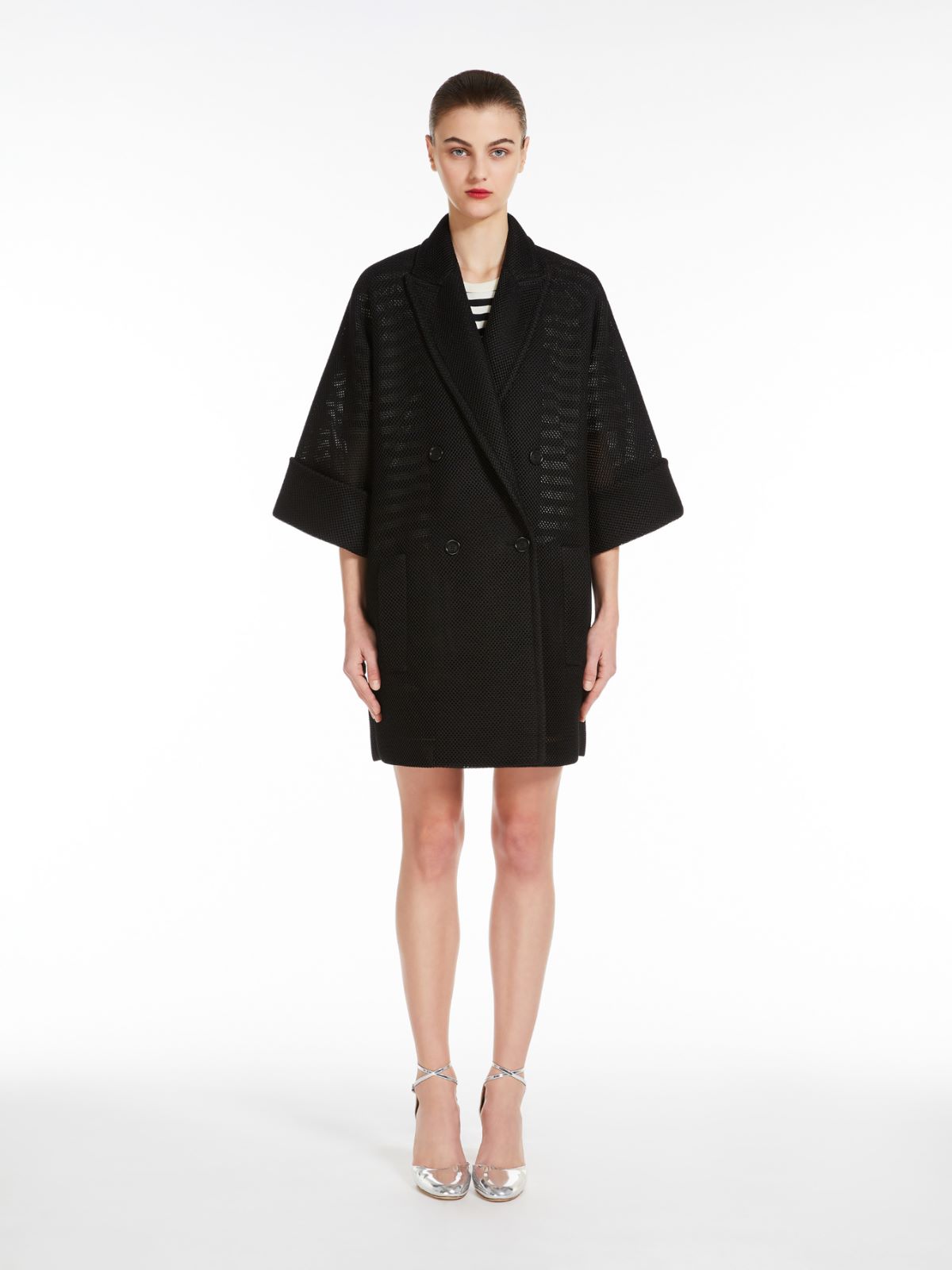 Oversized coat in mesh jersey