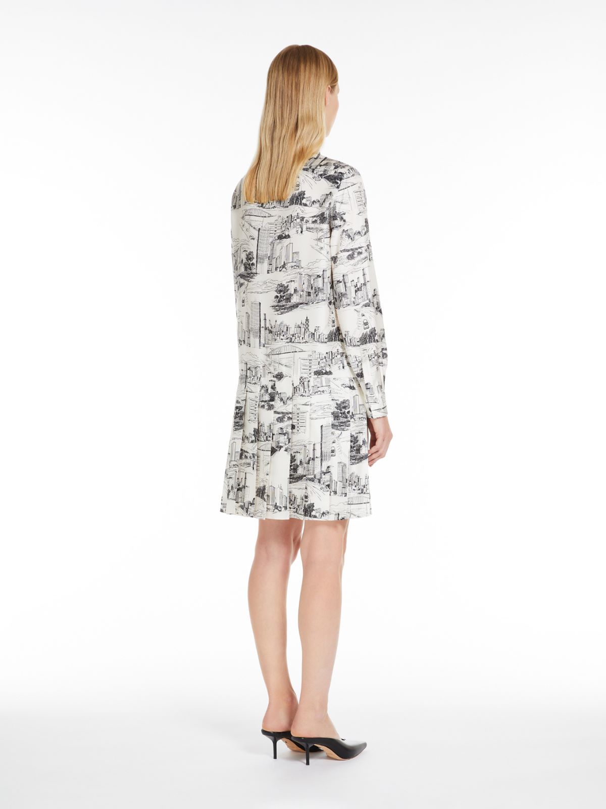 Printed twill shirt dress