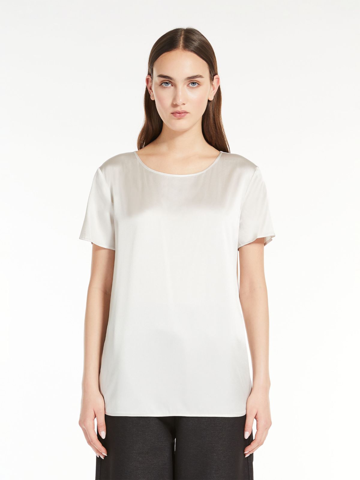 Washed stretch satin T-shirt