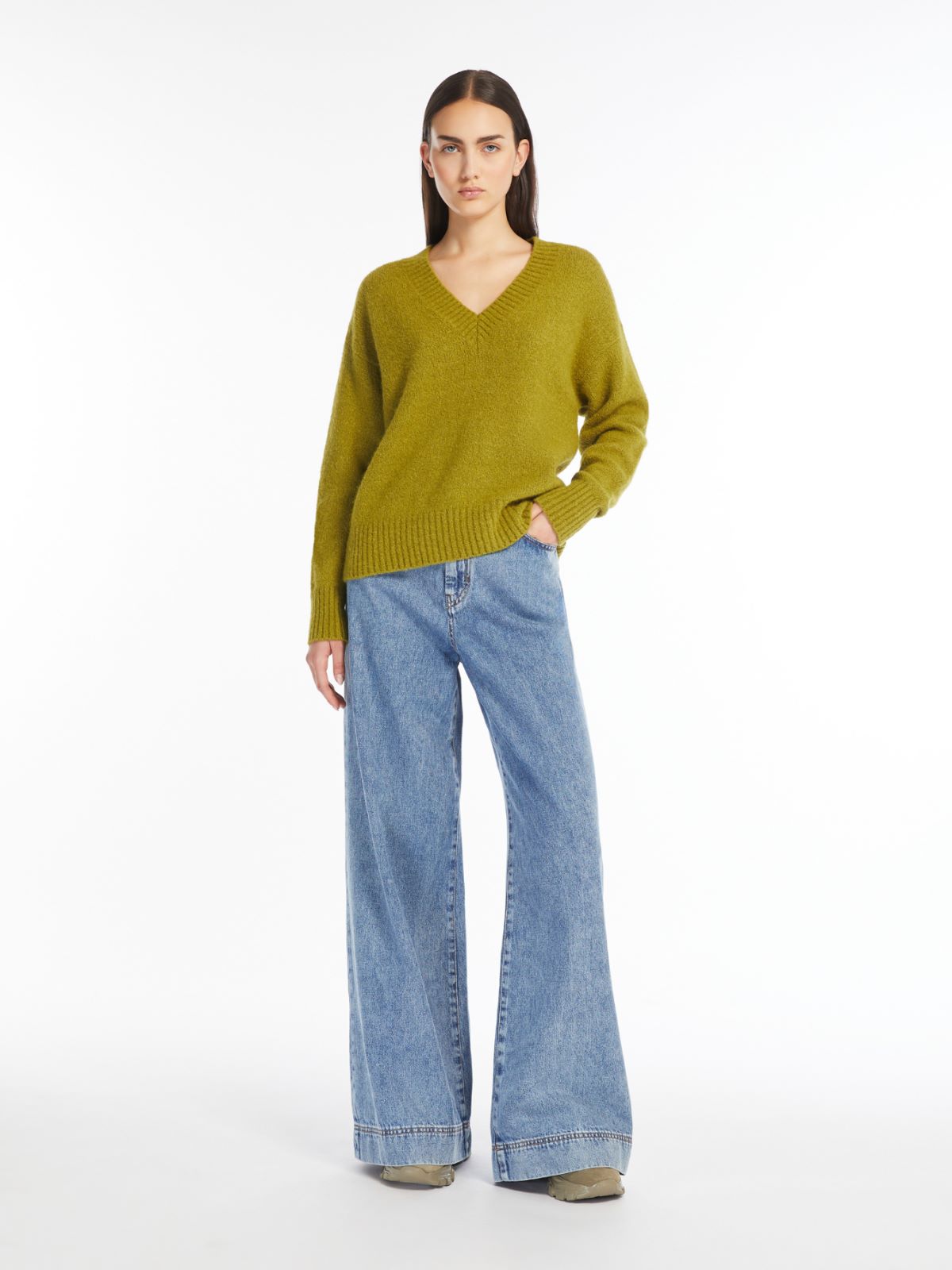 Alpaca and cotton V-neck sweater