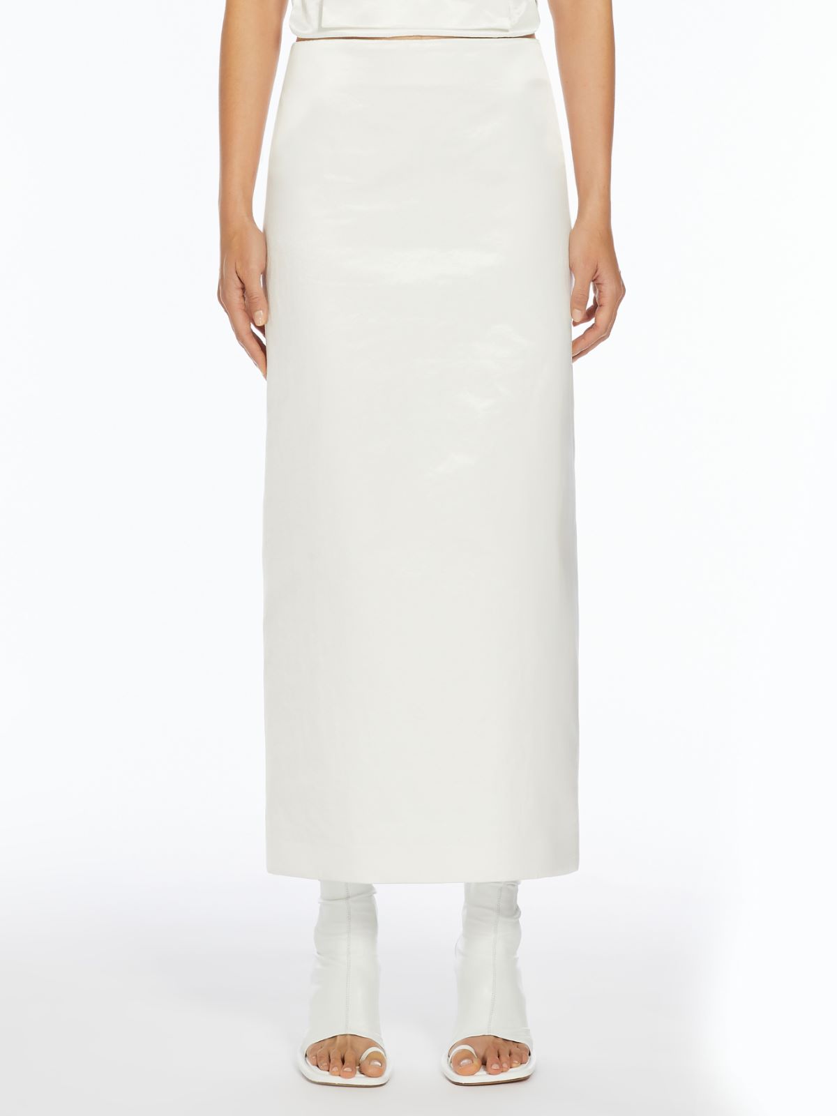 Technical satin long skirt