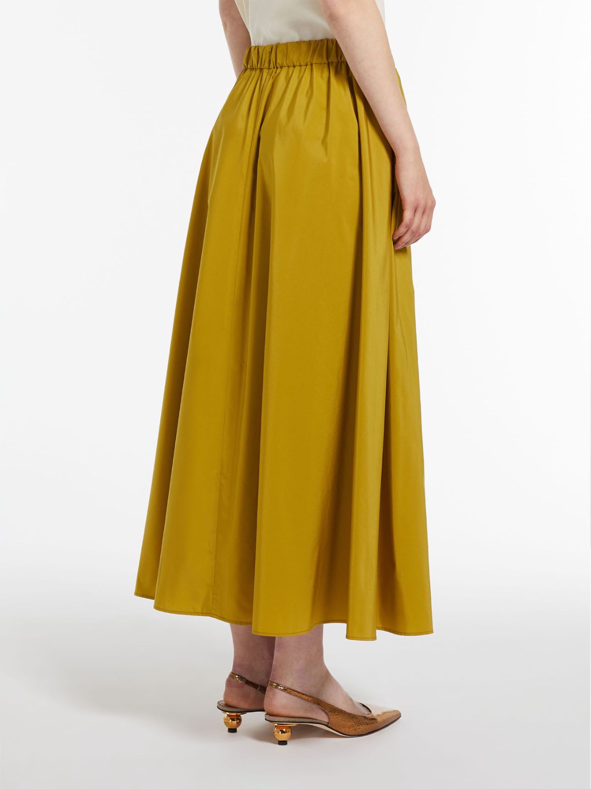 Flared cotton-blend taffeta skirt