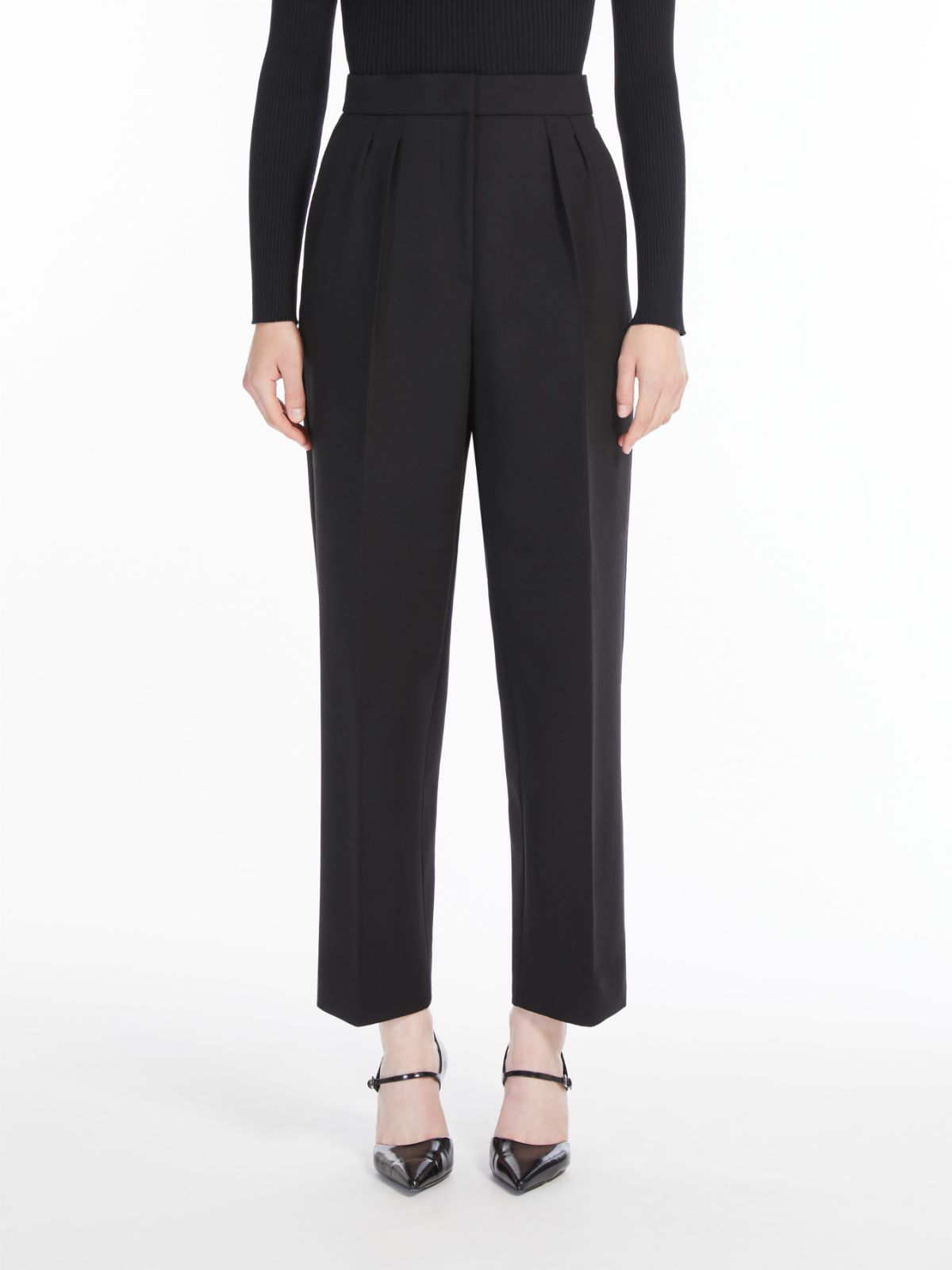 Slim-fit, stretch-wool trousers