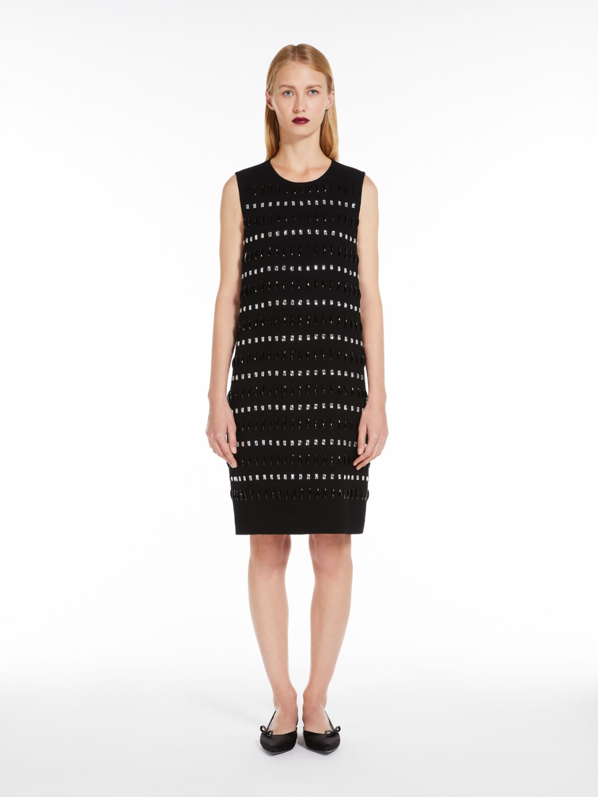 Embroidered cady boxy dress