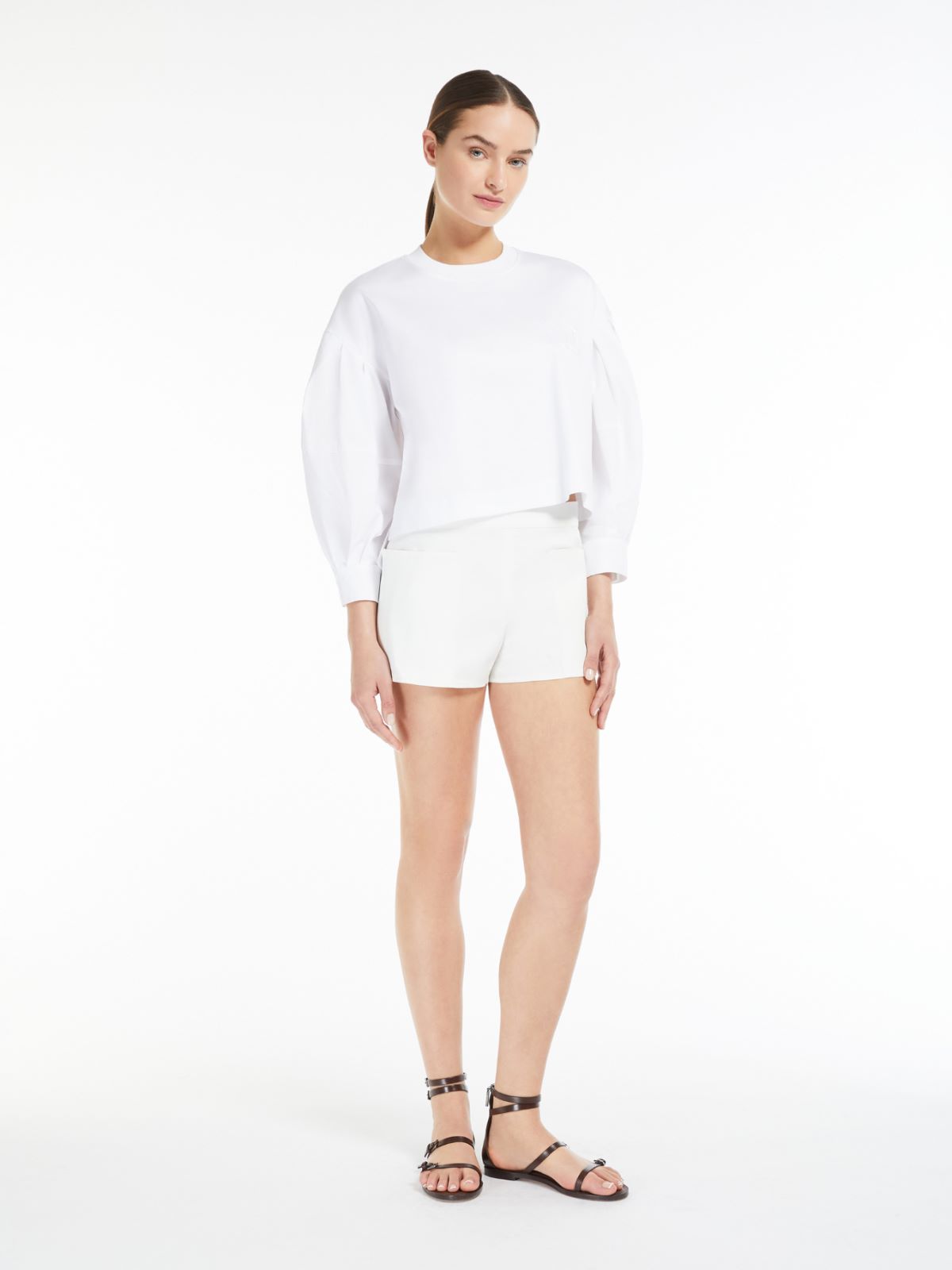 Cotton poplin and jersey boxy T-shirt