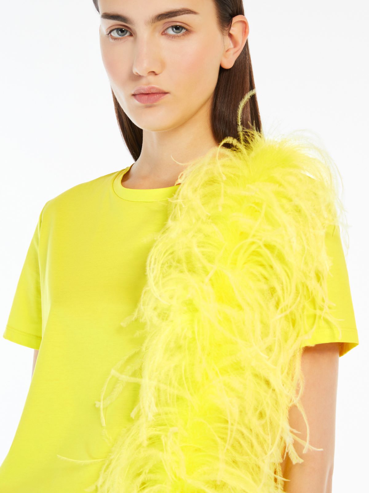 Feather-detail jersey T-shirt