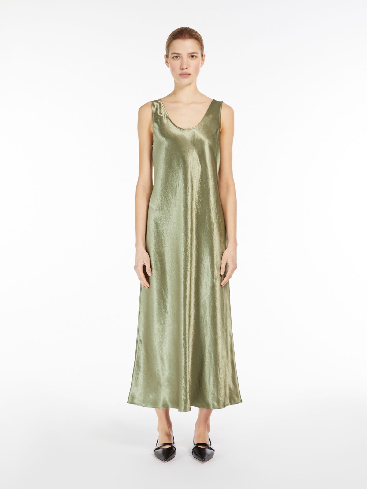 Long technical satin dress