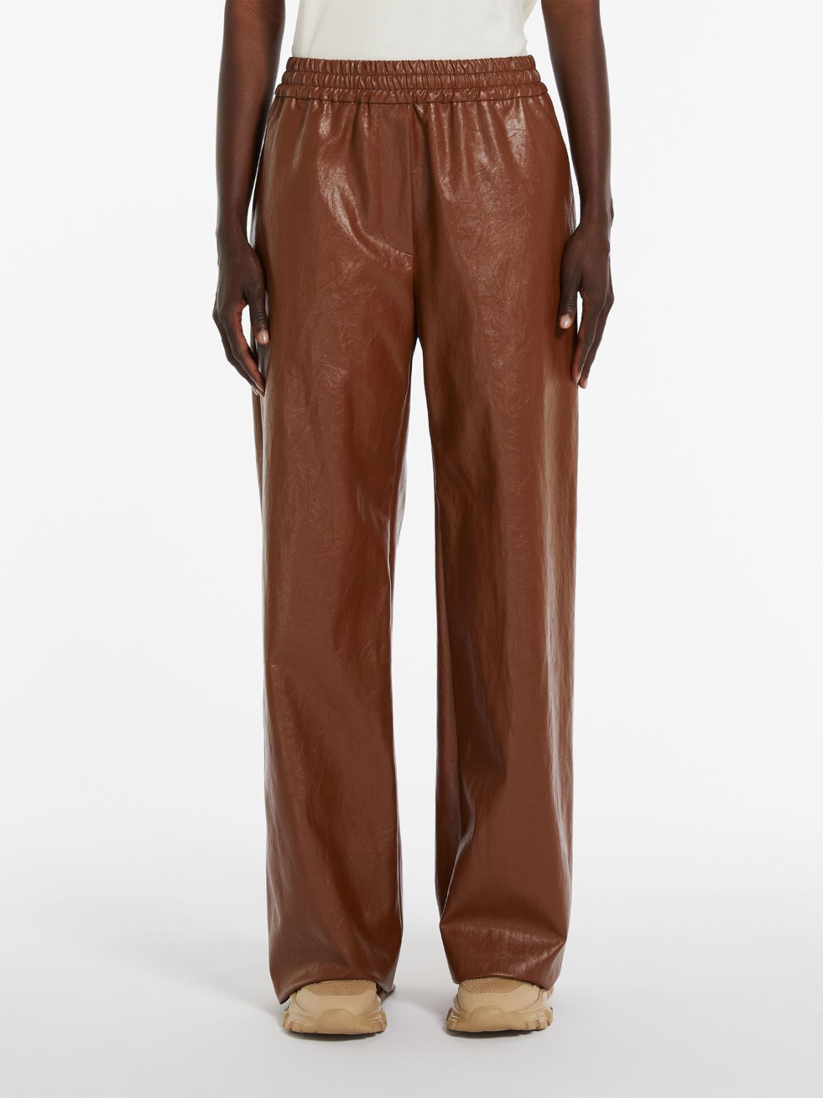 Coated fabric palazzo trousers